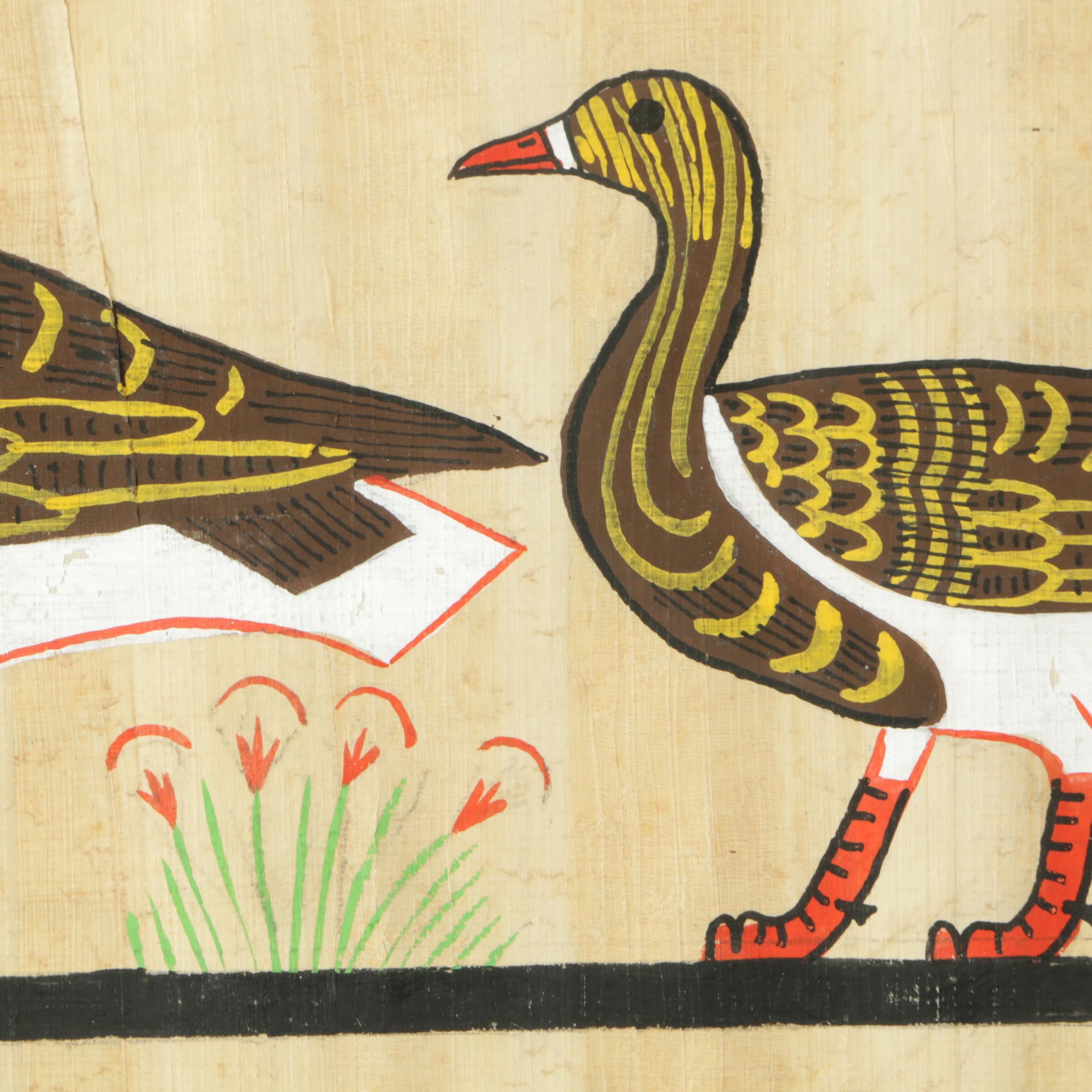Gouache Paintings on Papyrus of Egyptian Themes