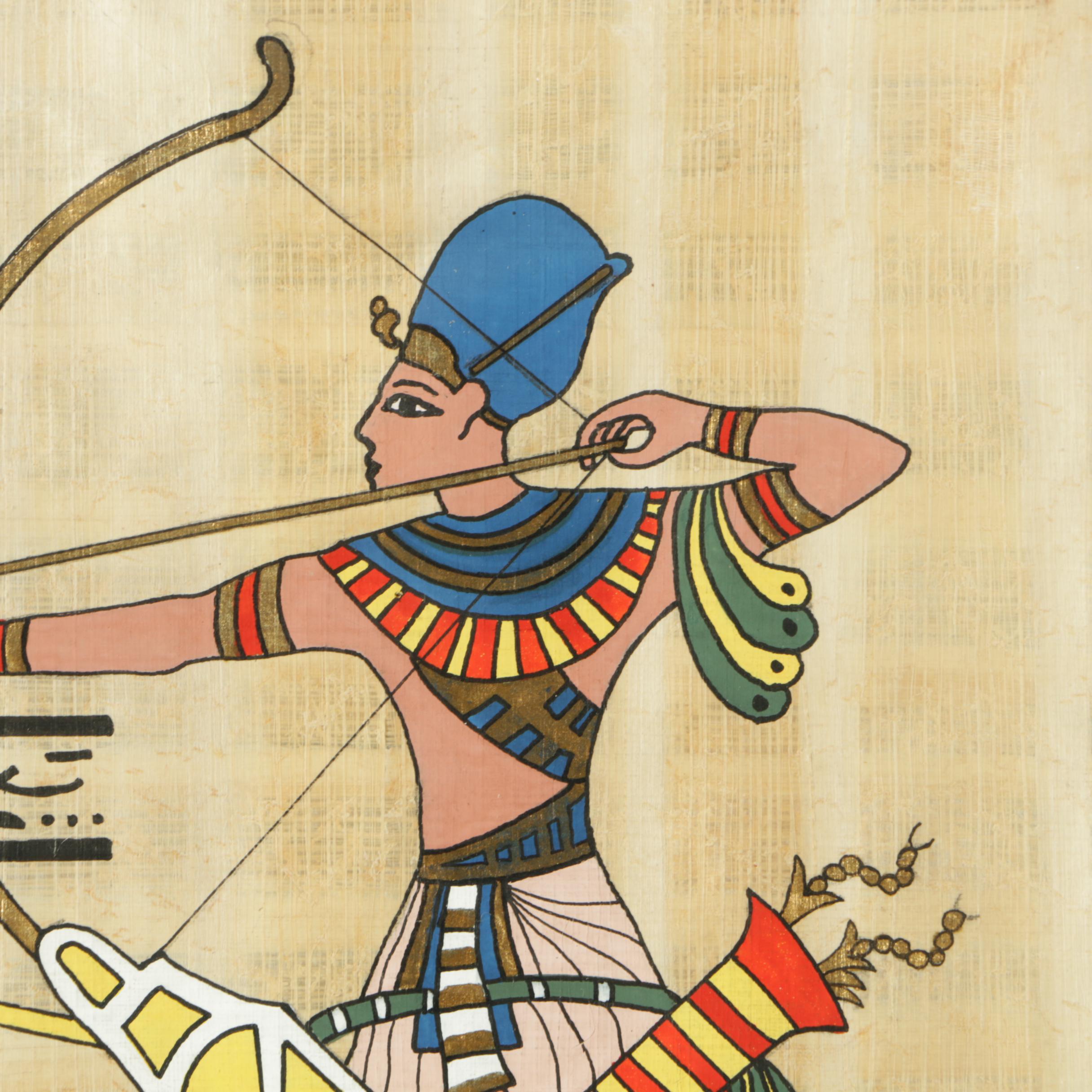 Gouache Paintings on Papyrus of Egyptian Themes