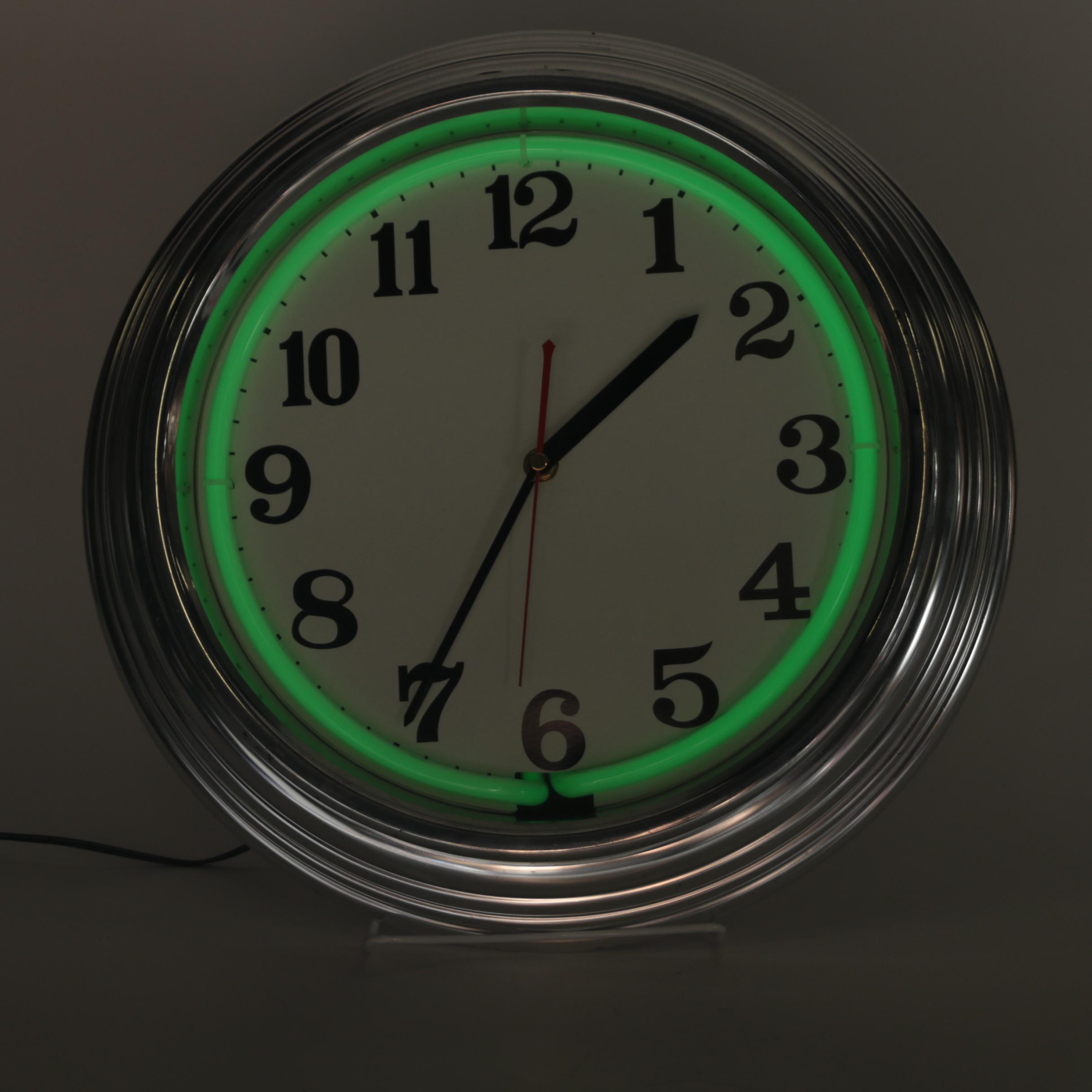 Illuminated Wall Clock with Neon