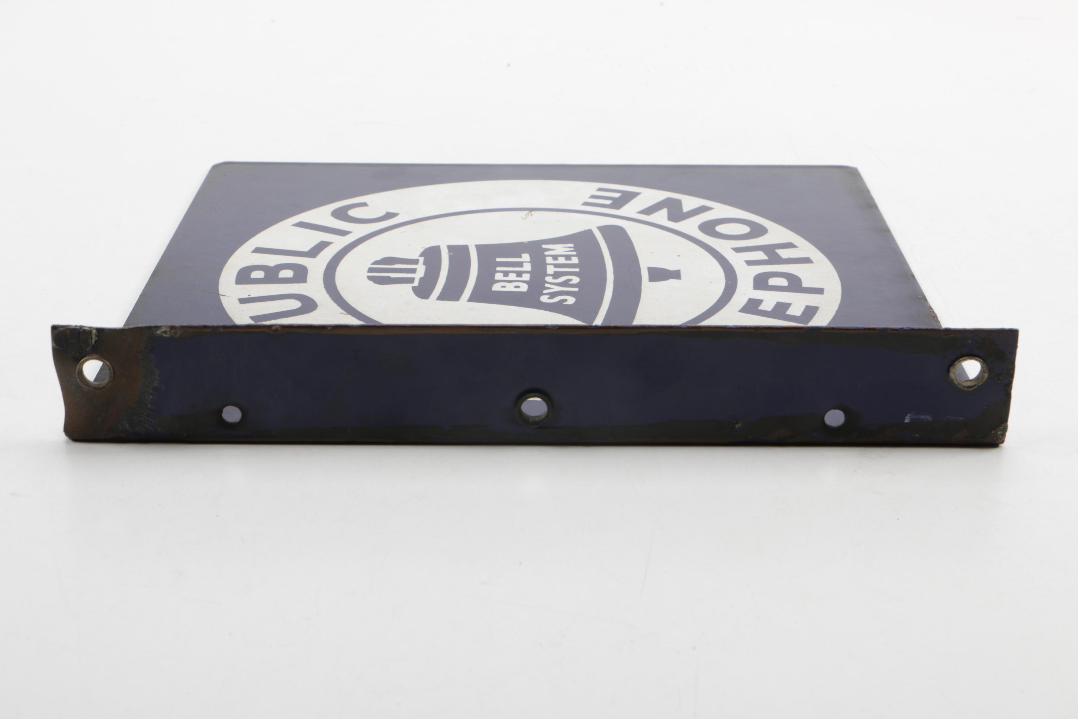 Vintage Bell System Double Sided Metal Telephone Sign