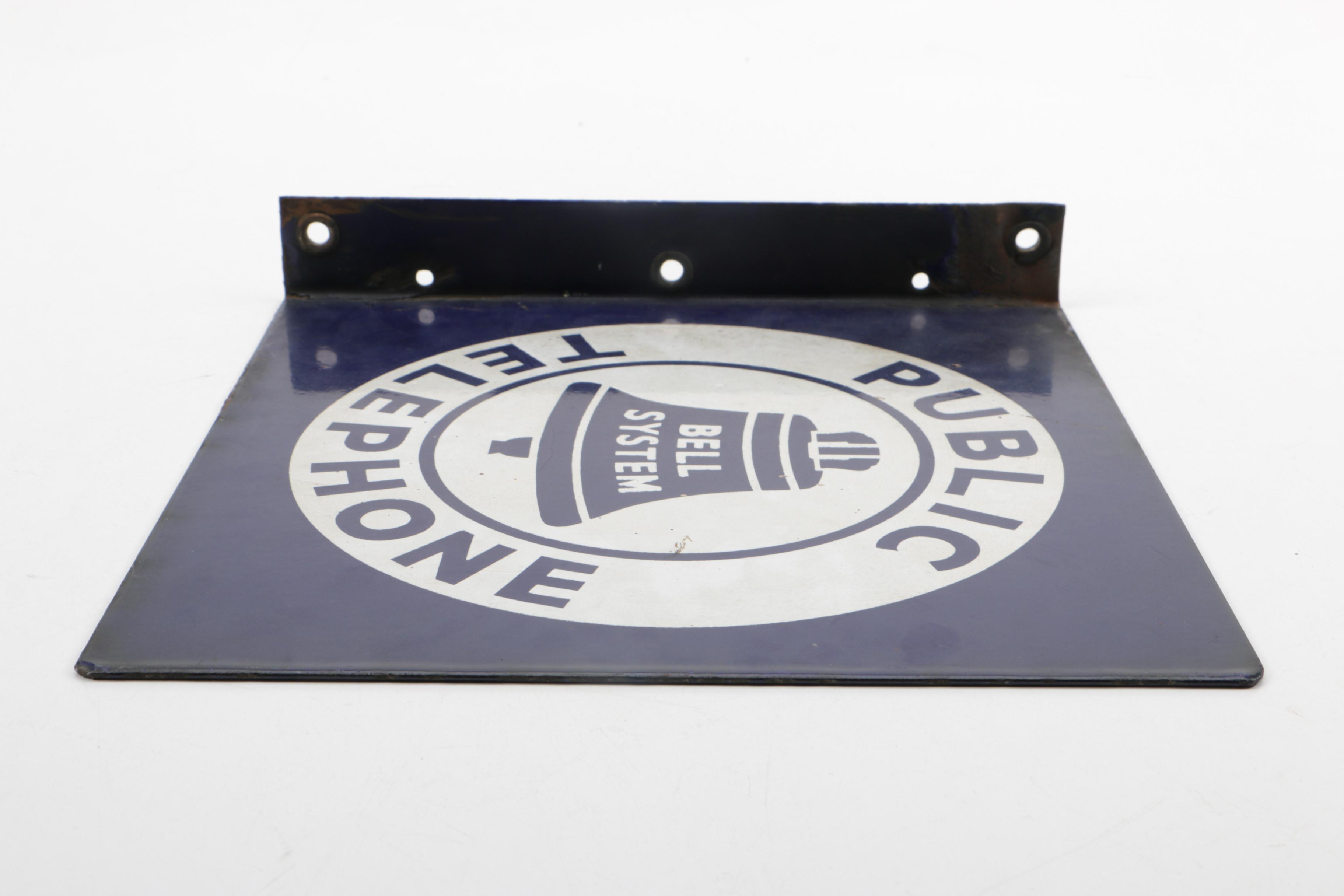 Vintage Bell System Double Sided Metal Telephone Sign