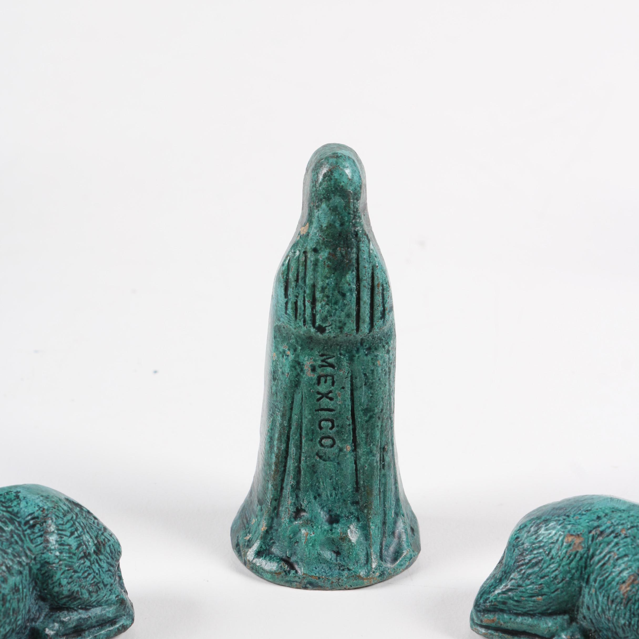 Painted Brass Nativity Scene Figurines