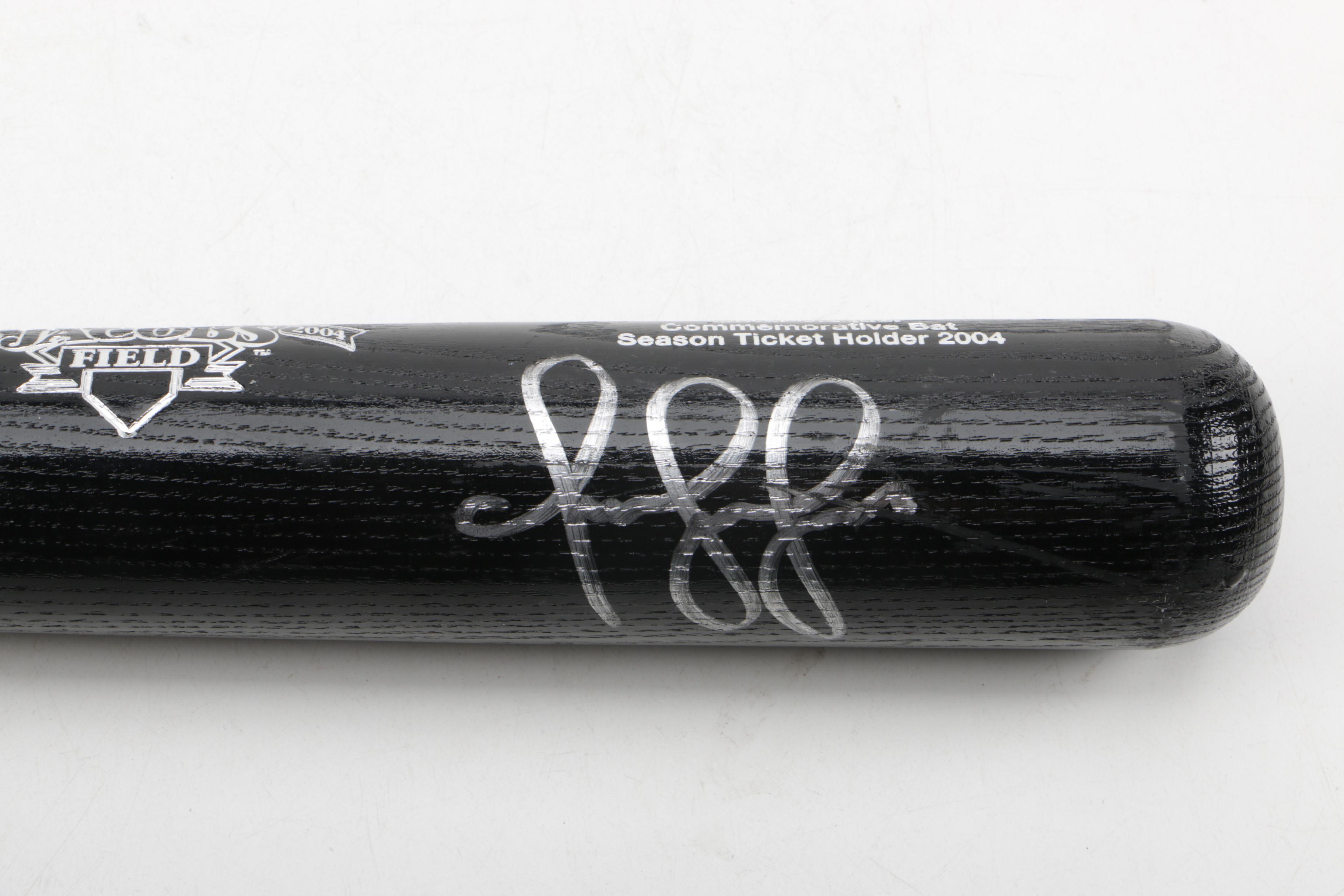 Omar Vizquel Signed Jacobs Field 10th Anniversary Commemorative Bat