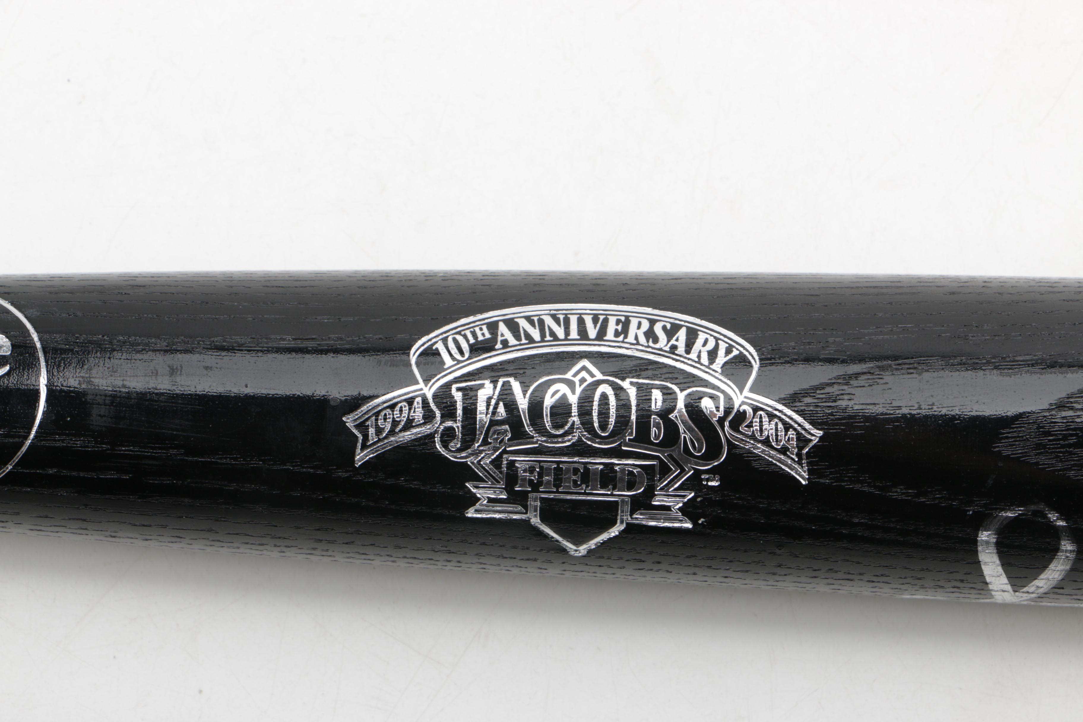 Omar Vizquel Signed Jacobs Field 10th Anniversary Commemorative Bat