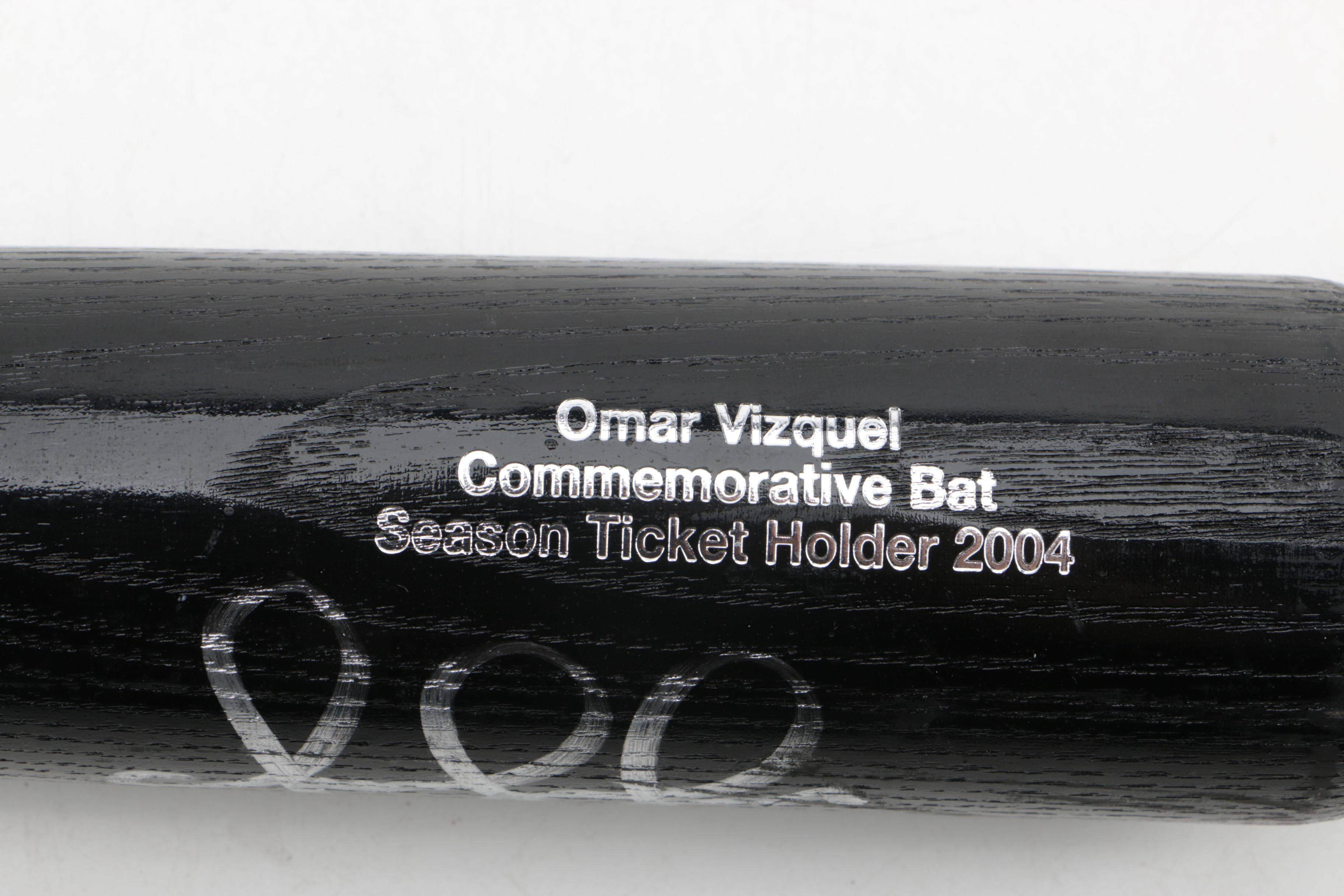 Omar Vizquel Signed Jacobs Field 10th Anniversary Commemorative Bat