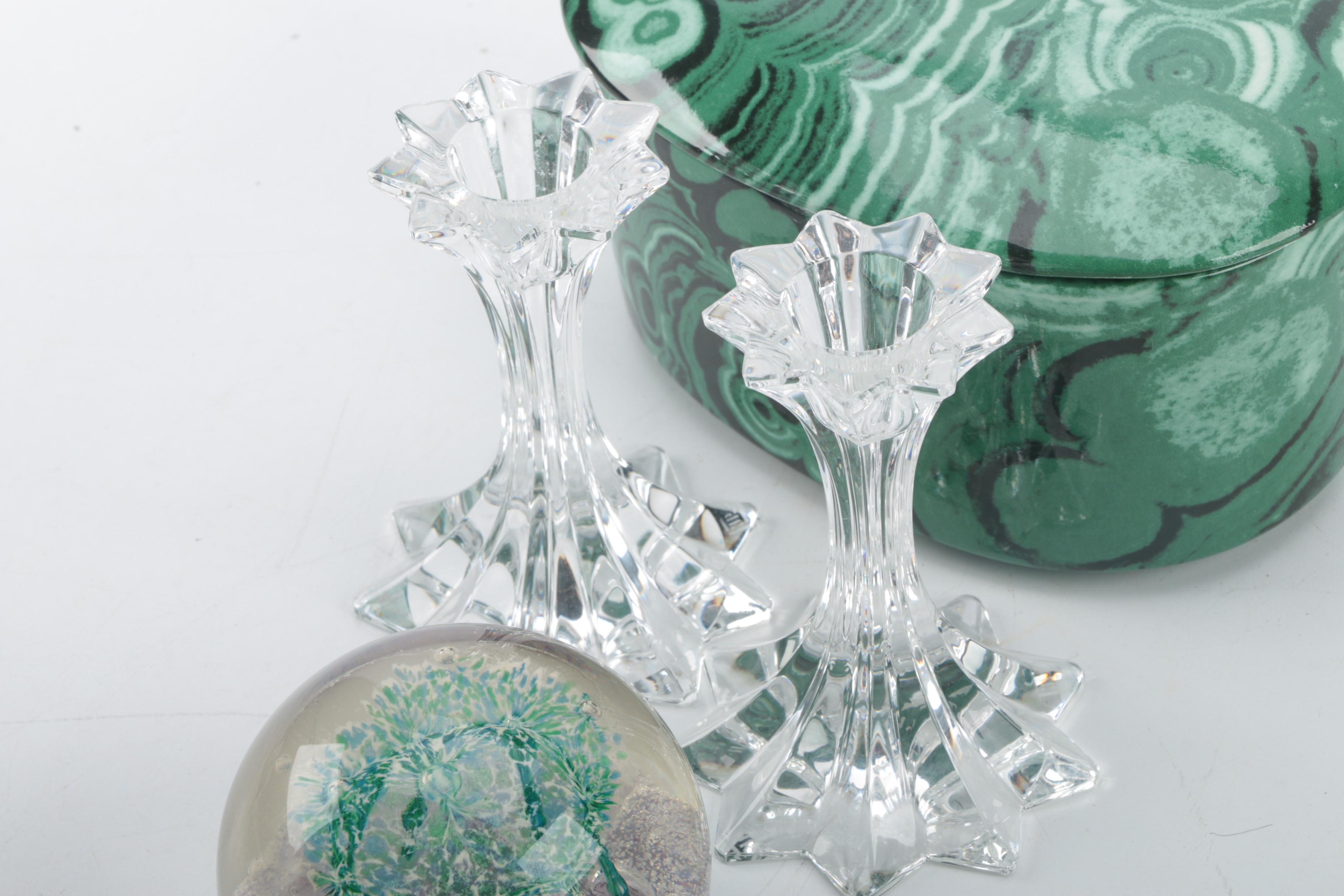 Crystal and Jade Tone Home Décor