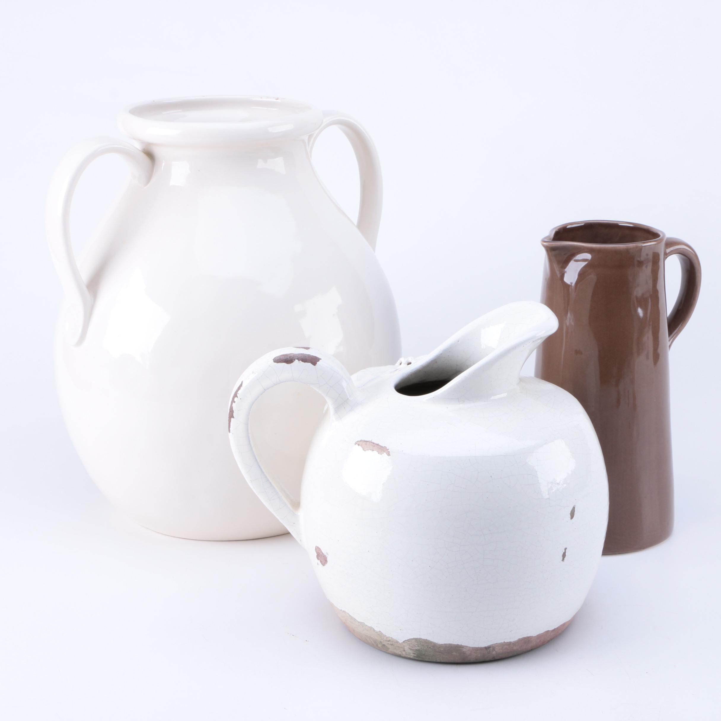 Ceramic Pitchers and Vase