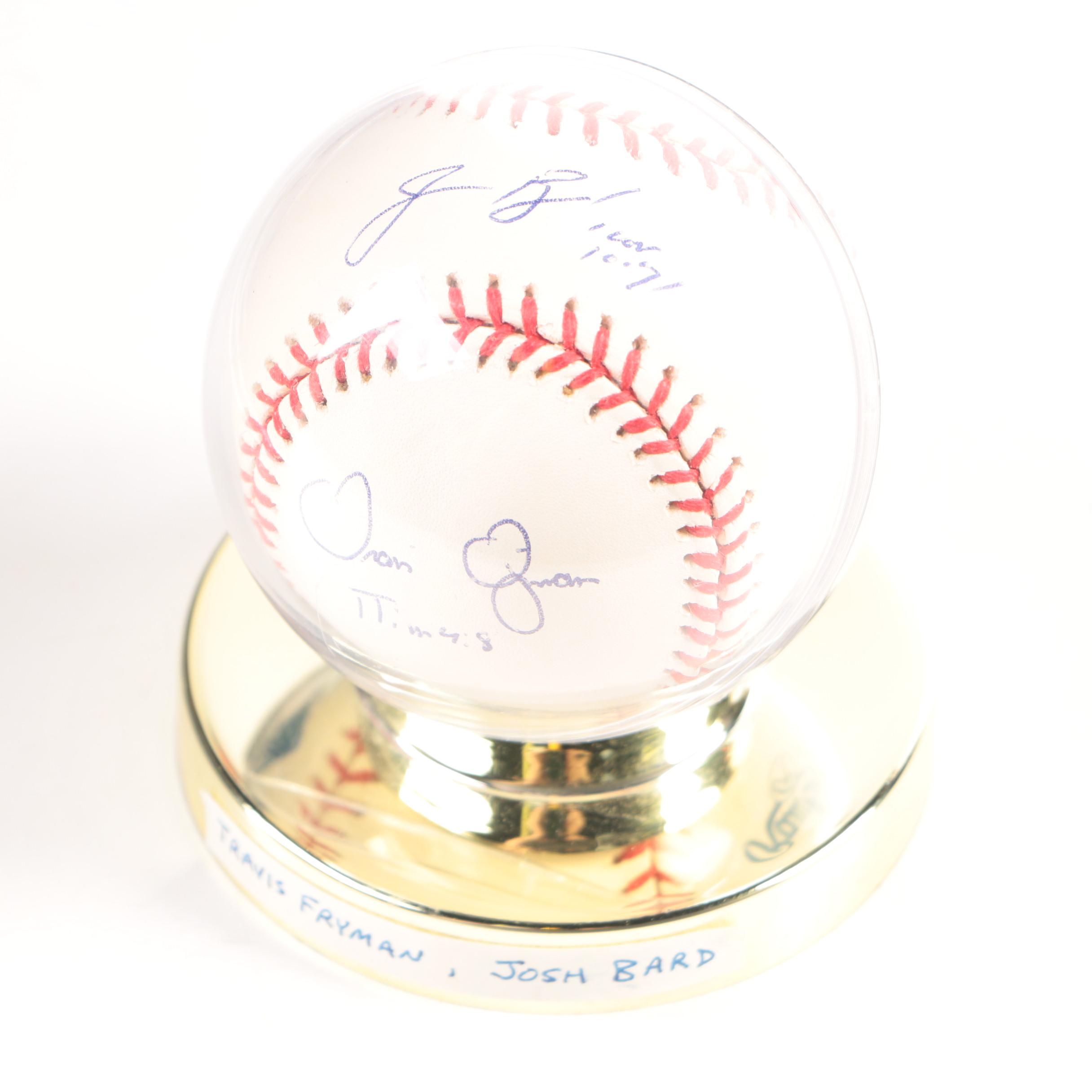 Josh Bard, Travis Fryman Signed Baseball