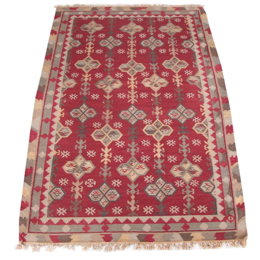 Hand-Knotted Turkish-Style Area Kilim