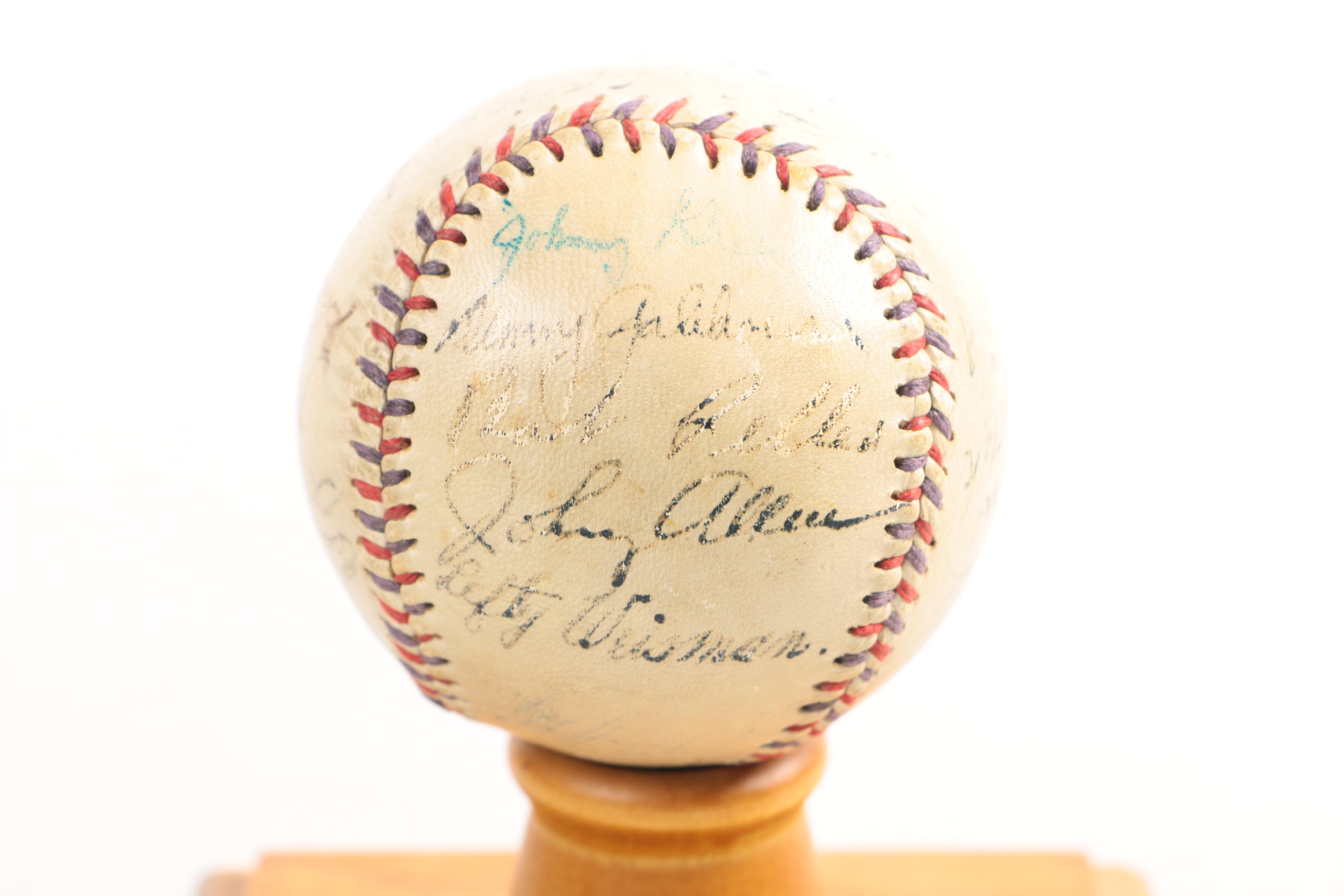 1927-1928  Cleveland Indians Autographed Baseball