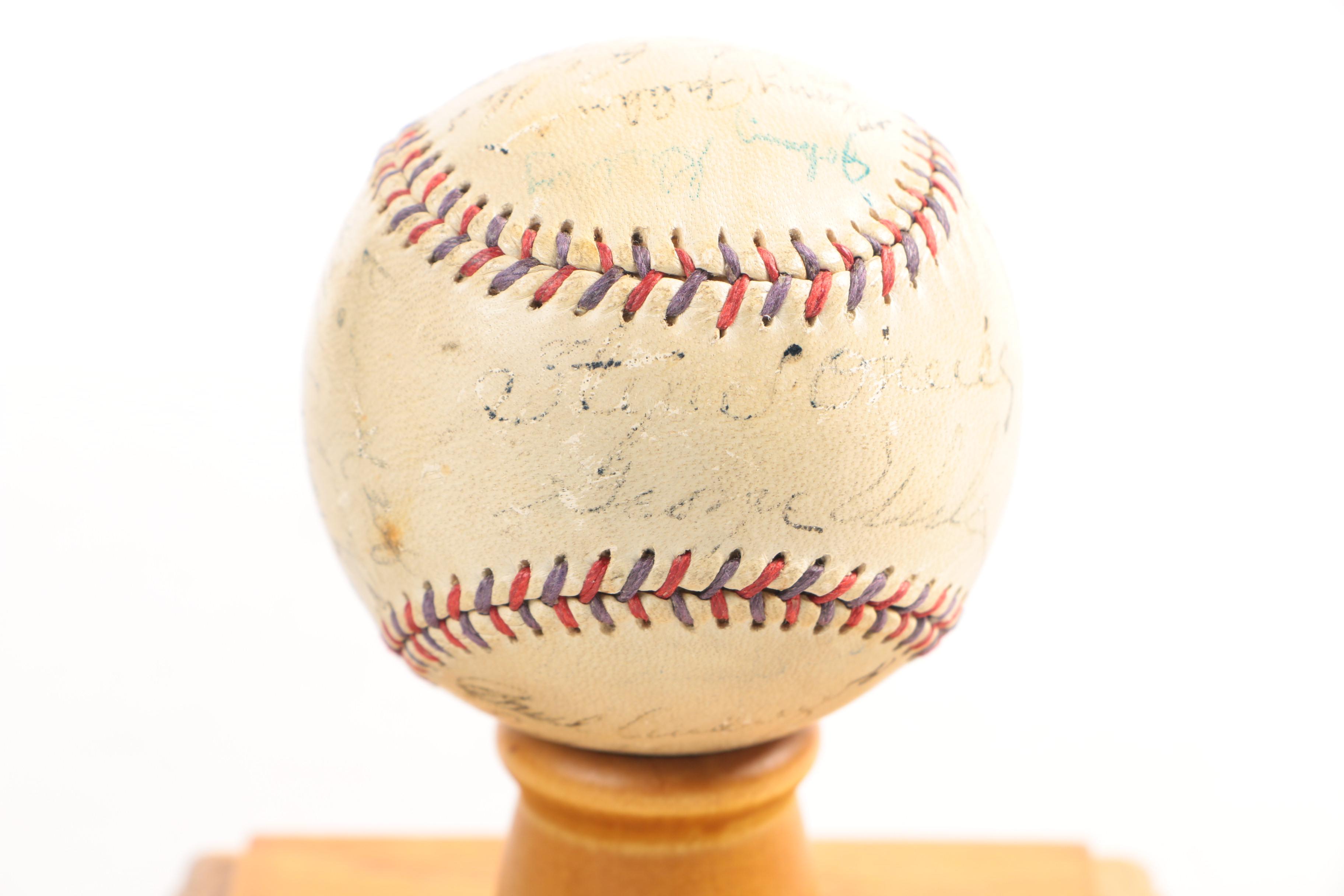 1927-1928  Cleveland Indians Autographed Baseball
