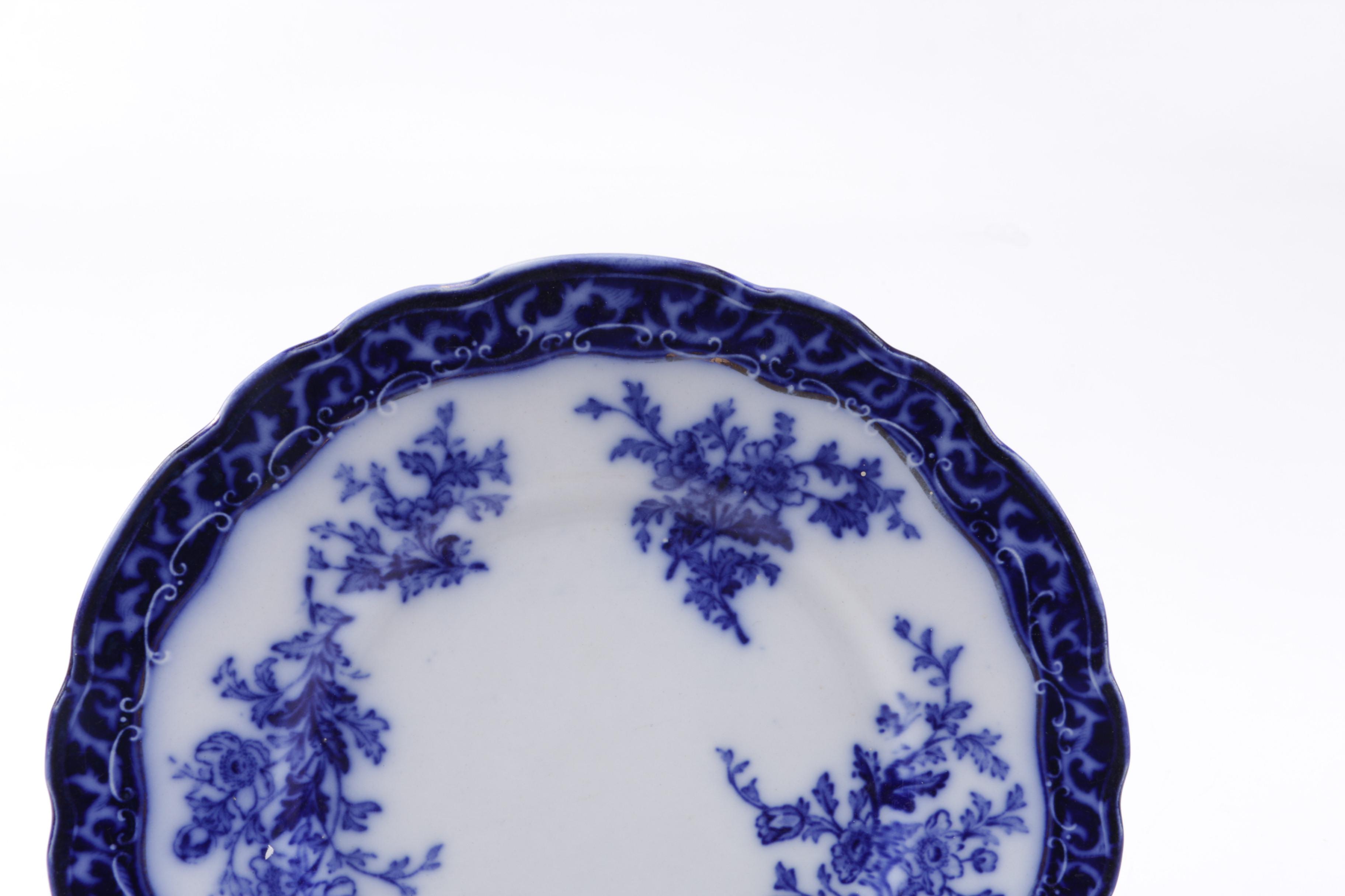 Stanley Pottery Co. "Touraine" Flow Blue Plate