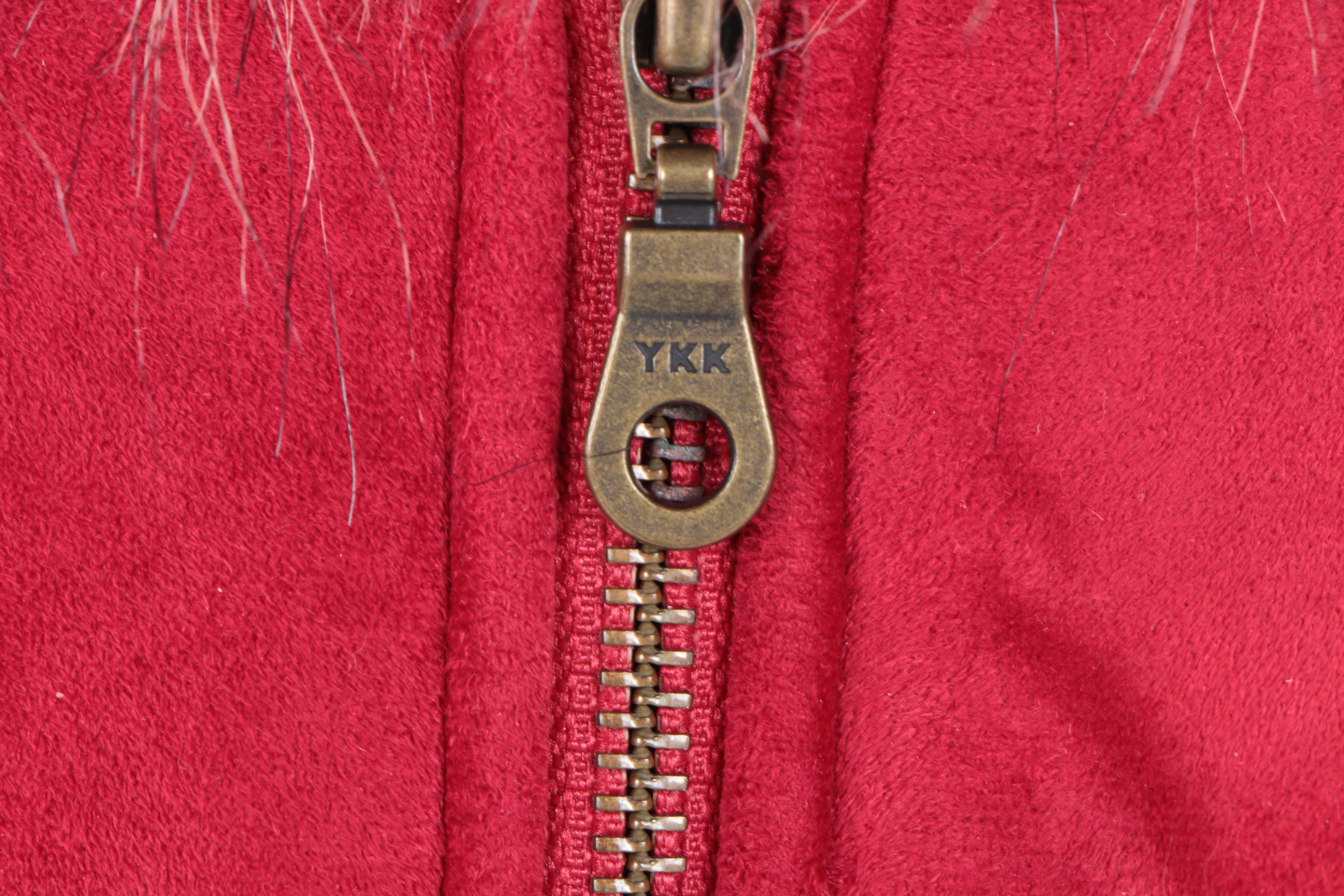 Women's Mechant Red Jacket with Faux Fur Trim