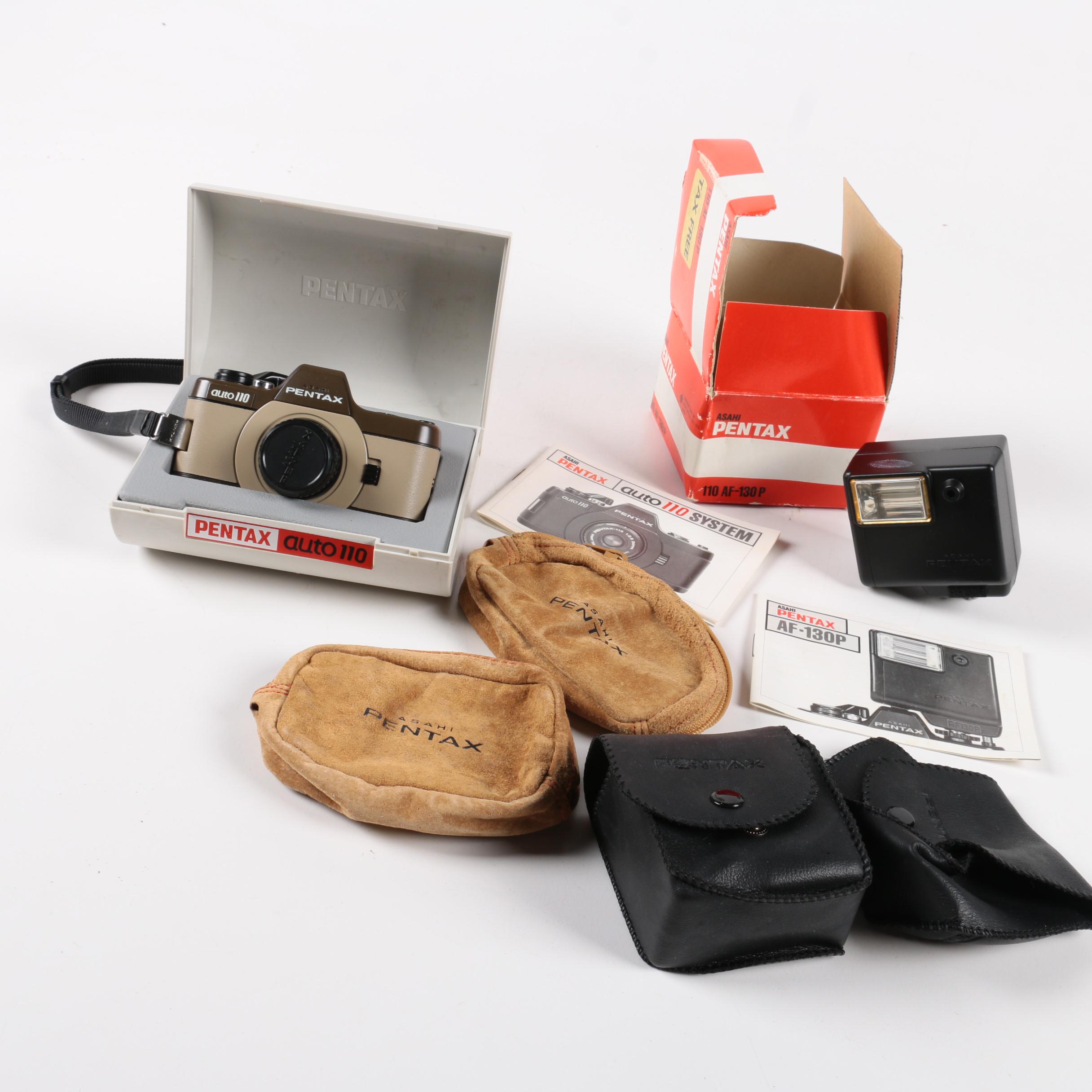 Pentax Auto 110 Camera with Accessories