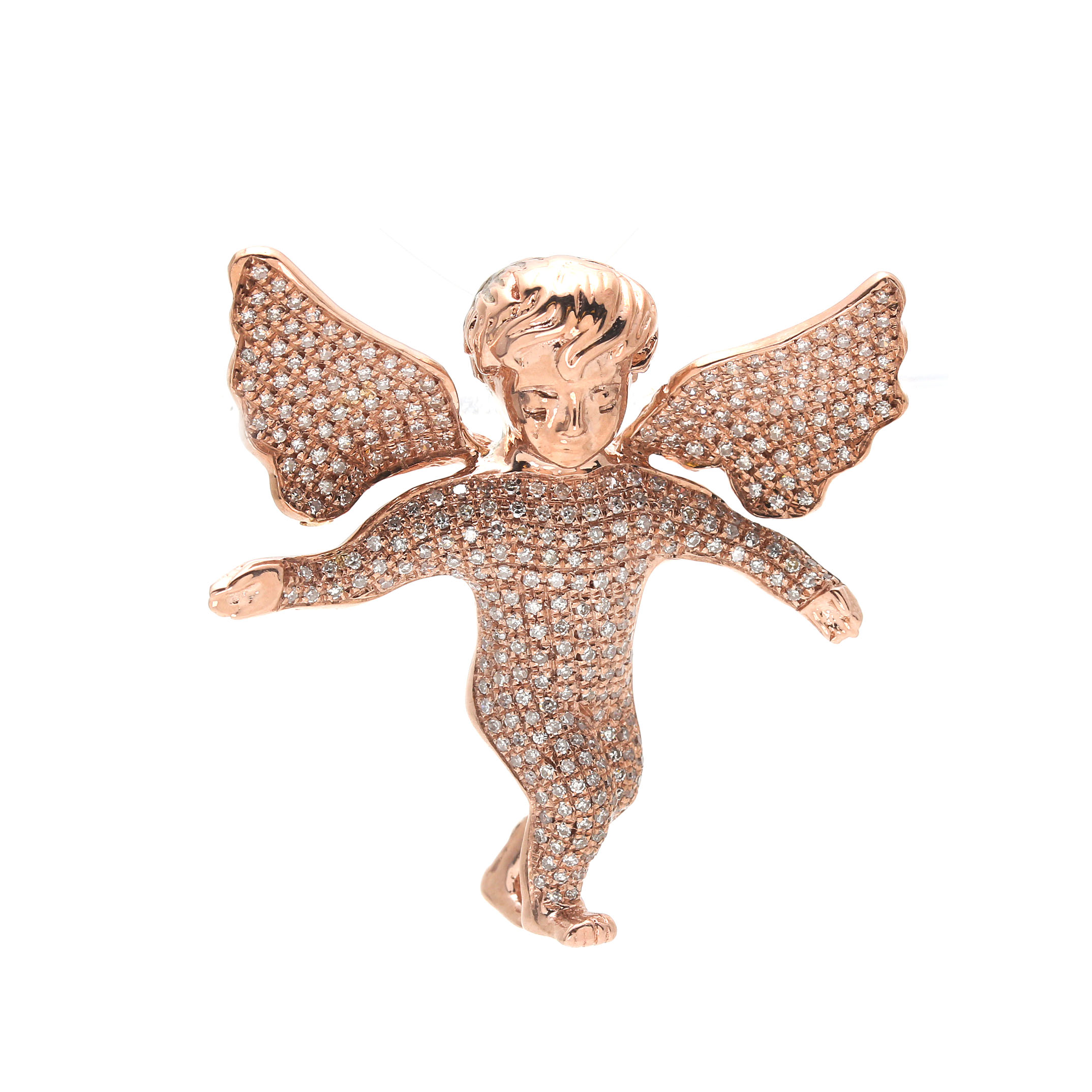 10K Rose Gold 1.25 CTW Diamond Cherub Pendant