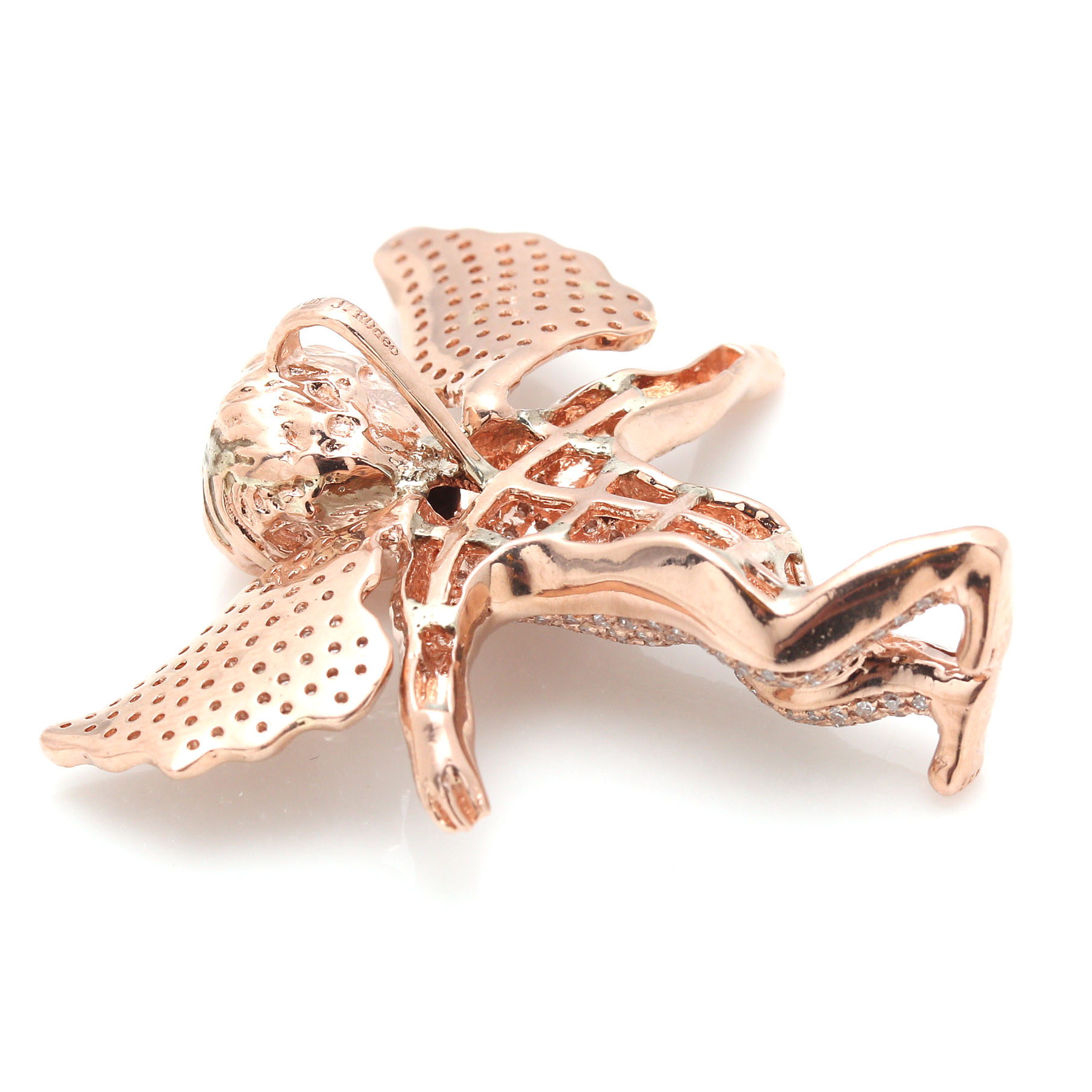 10K Rose Gold 1.25 CTW Diamond Cherub Pendant