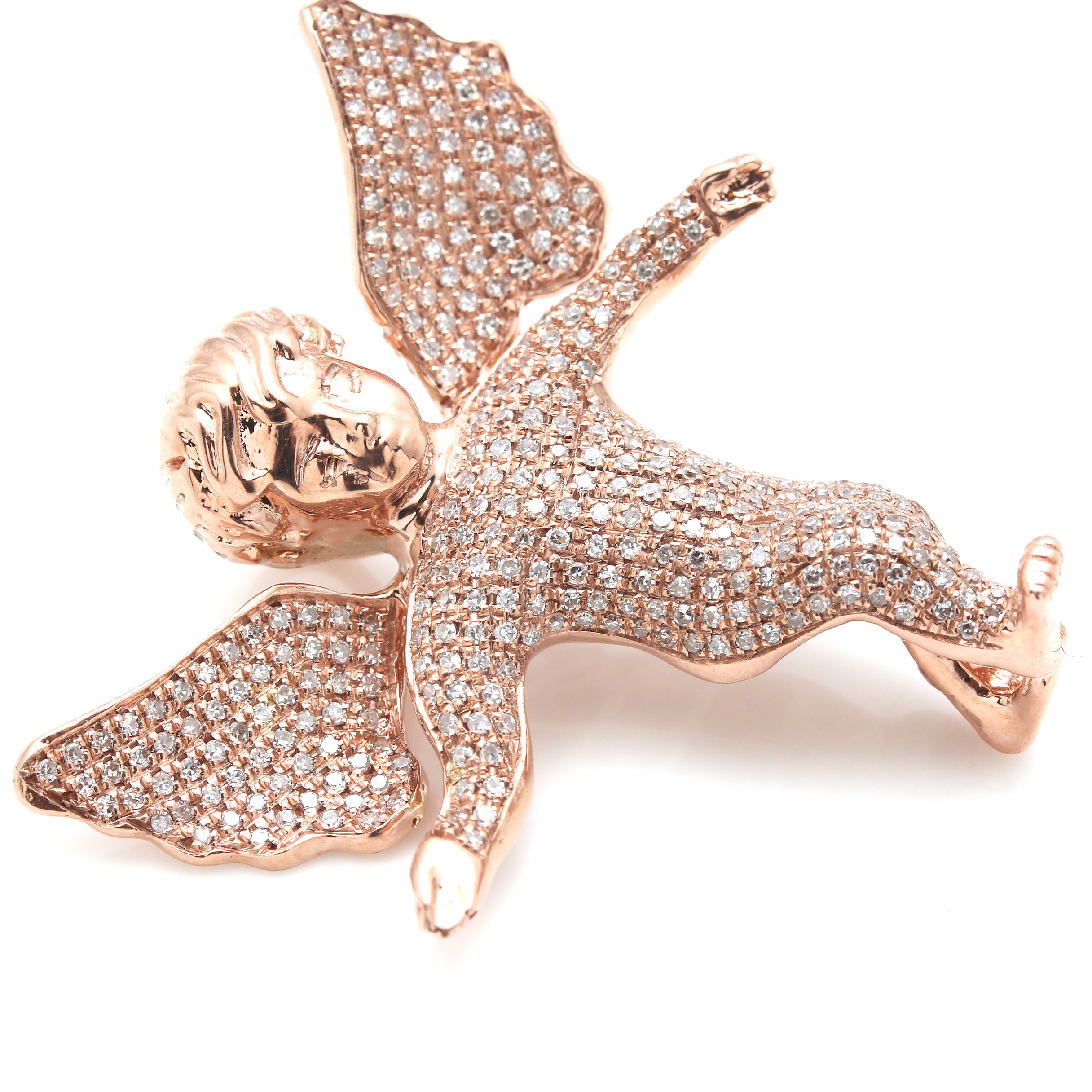 10K Rose Gold 1.25 CTW Diamond Cherub Pendant