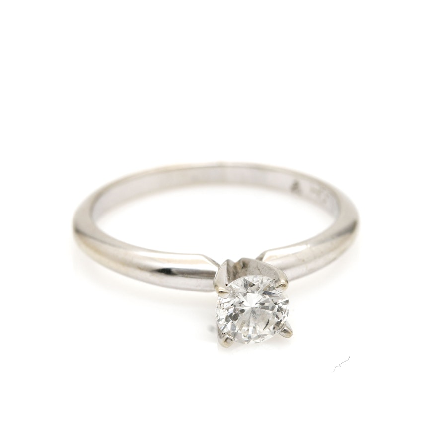 14K White Gold Diamond Solitaire Ring