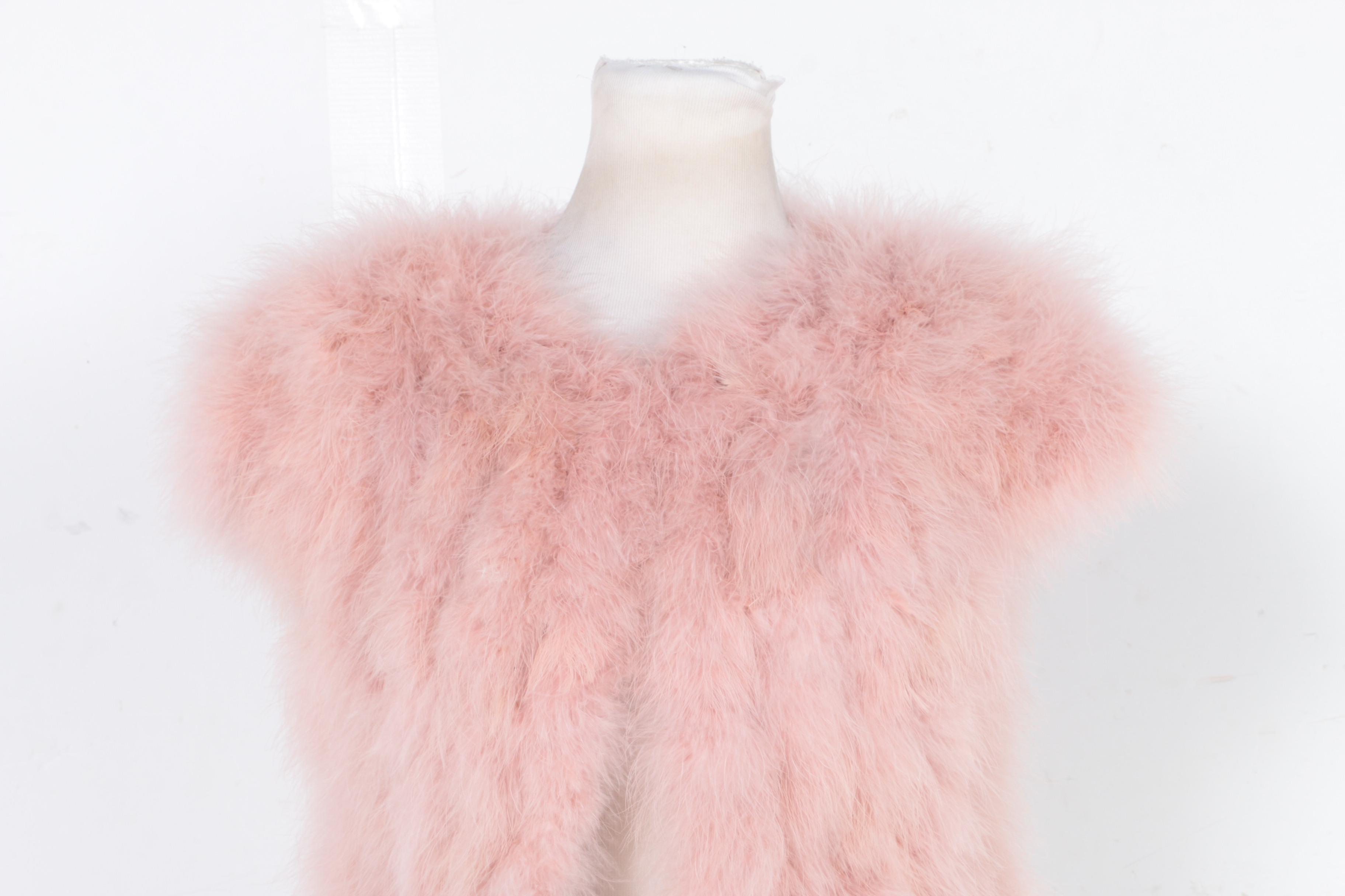 BCBG Max Azria Pink Bess Cropped Marabou Vest