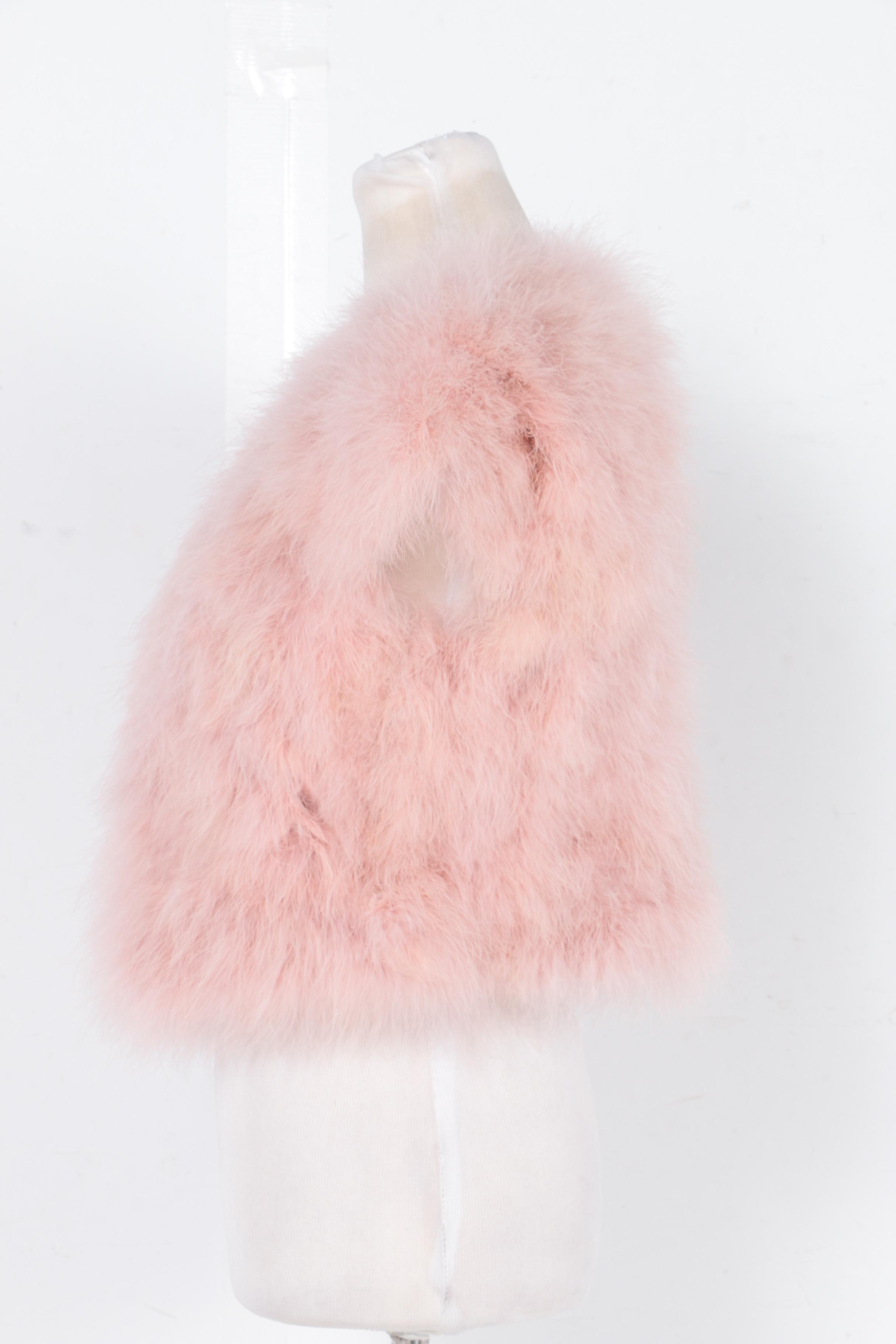 BCBG Max Azria Pink Bess Cropped Marabou Vest