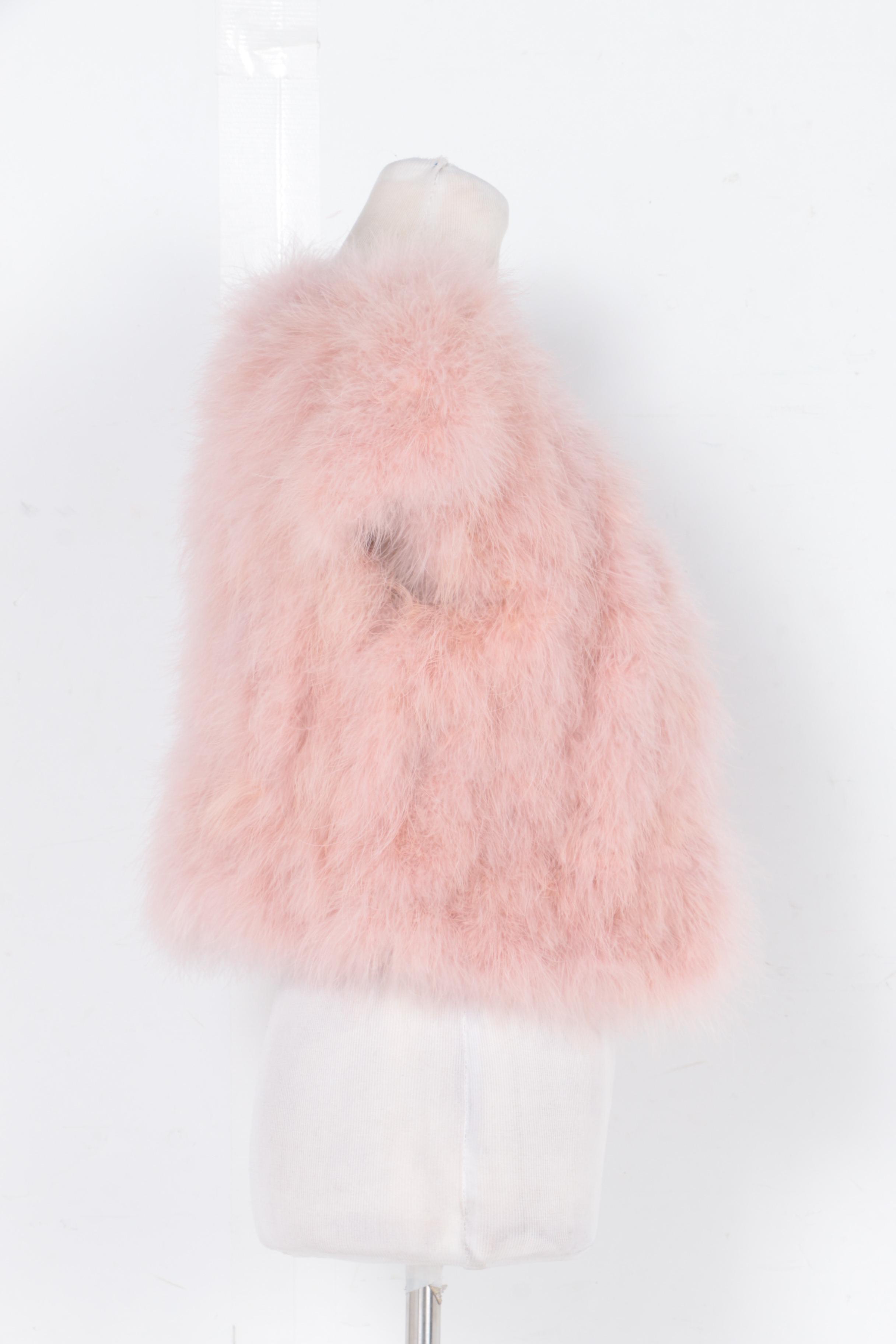 BCBG Max Azria Pink Bess Cropped Marabou Vest