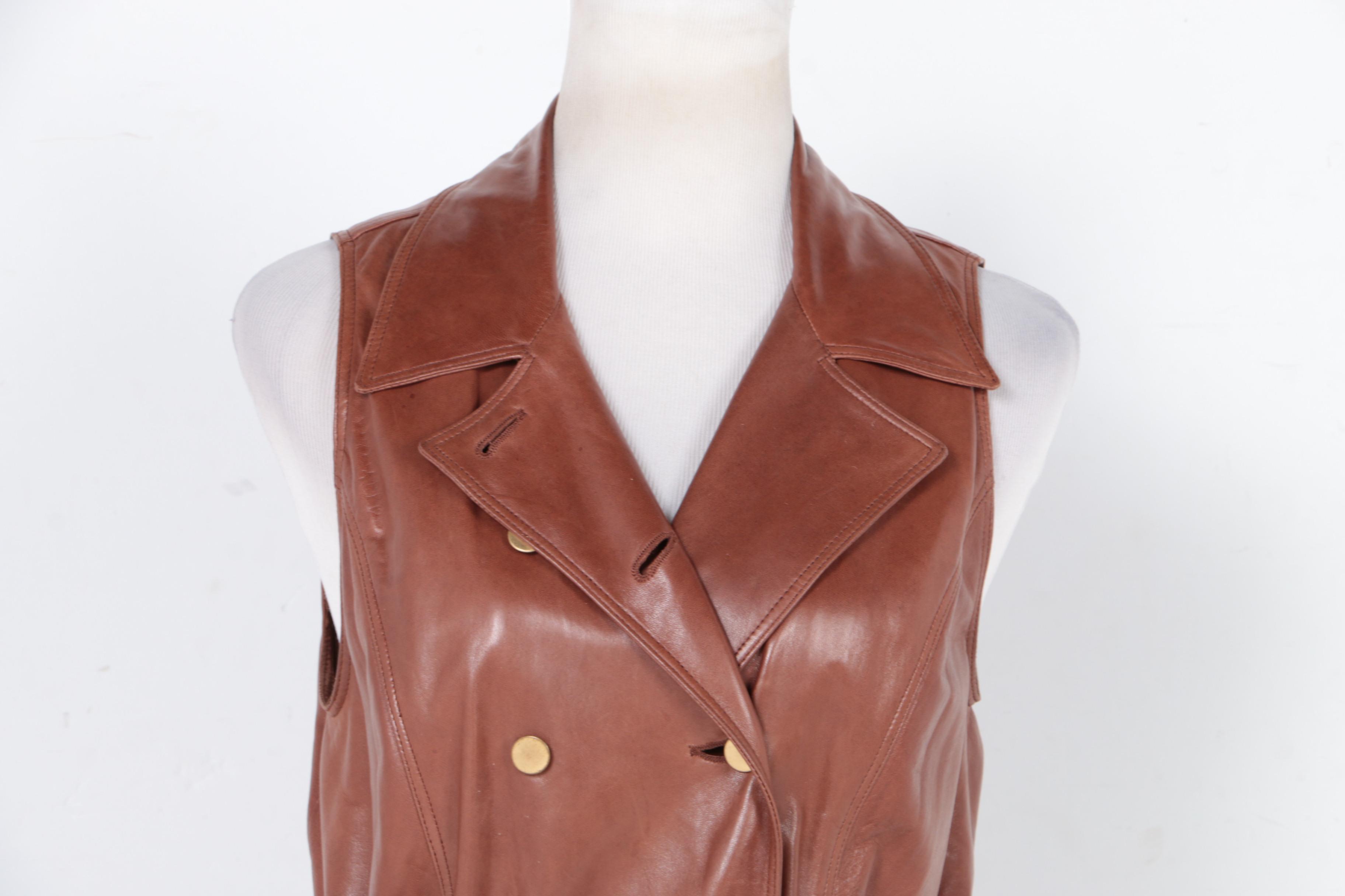 Isaac Mizrahi Brown Leather Vest