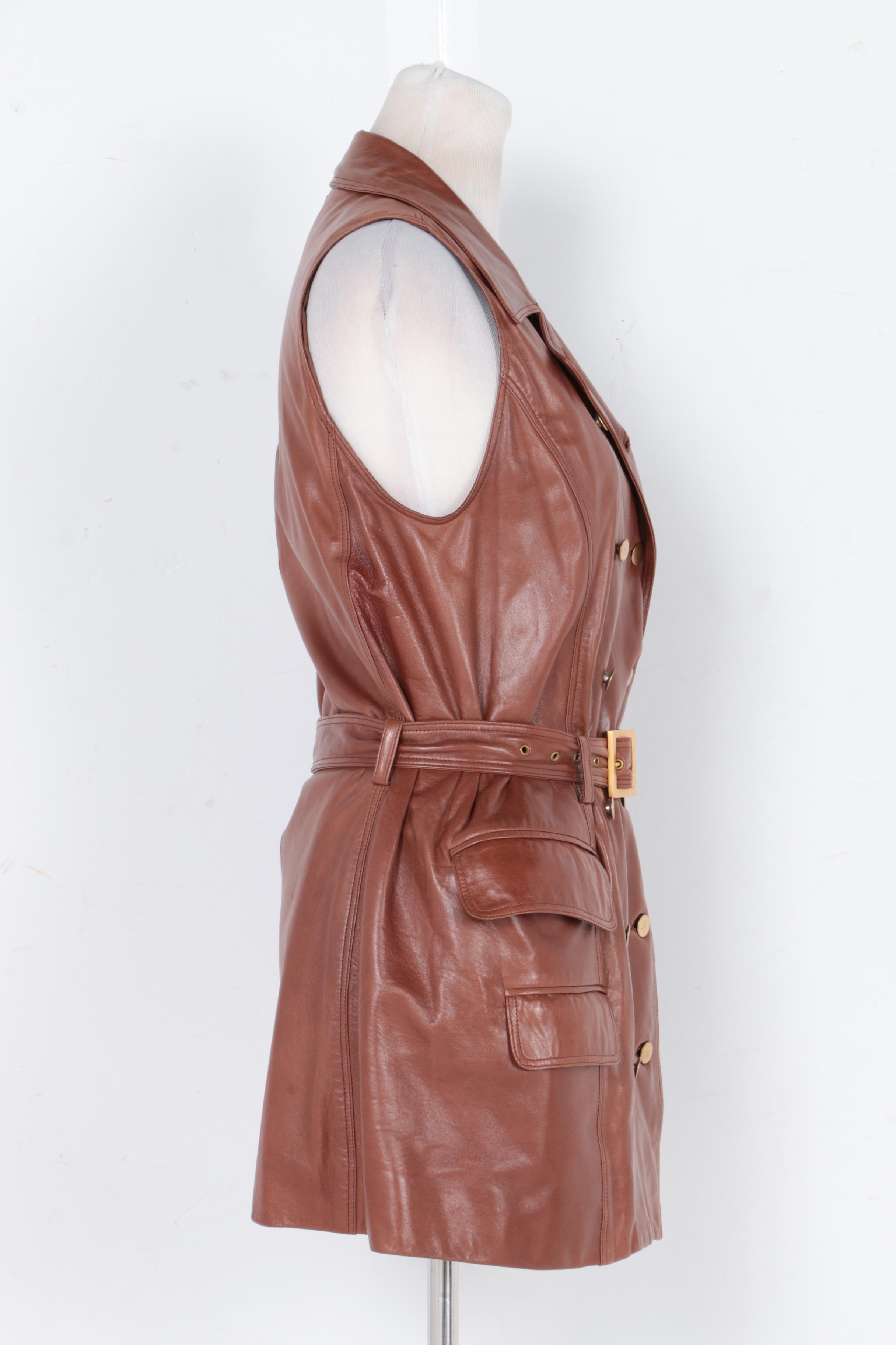 Isaac Mizrahi Brown Leather Vest