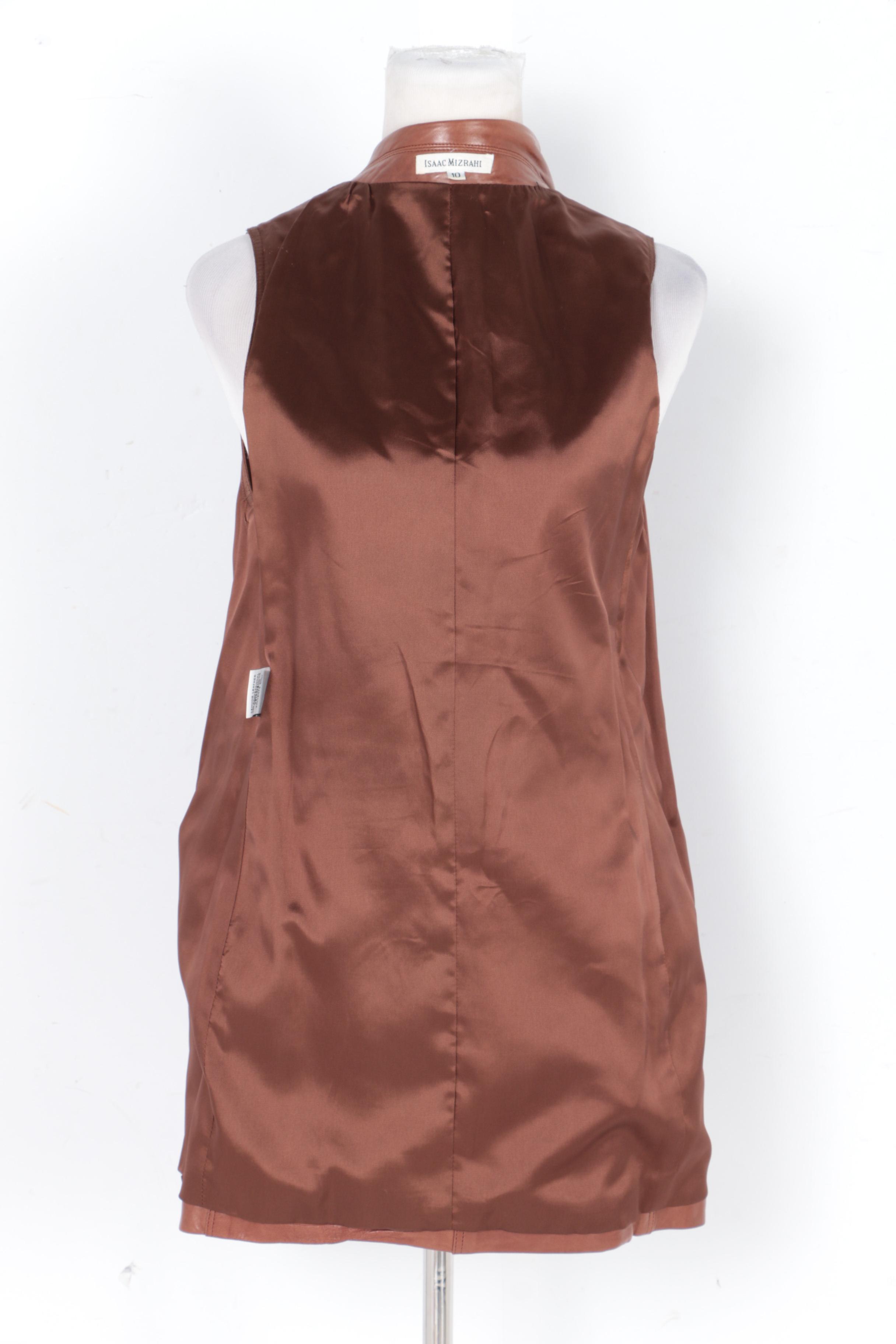 Isaac Mizrahi Brown Leather Vest