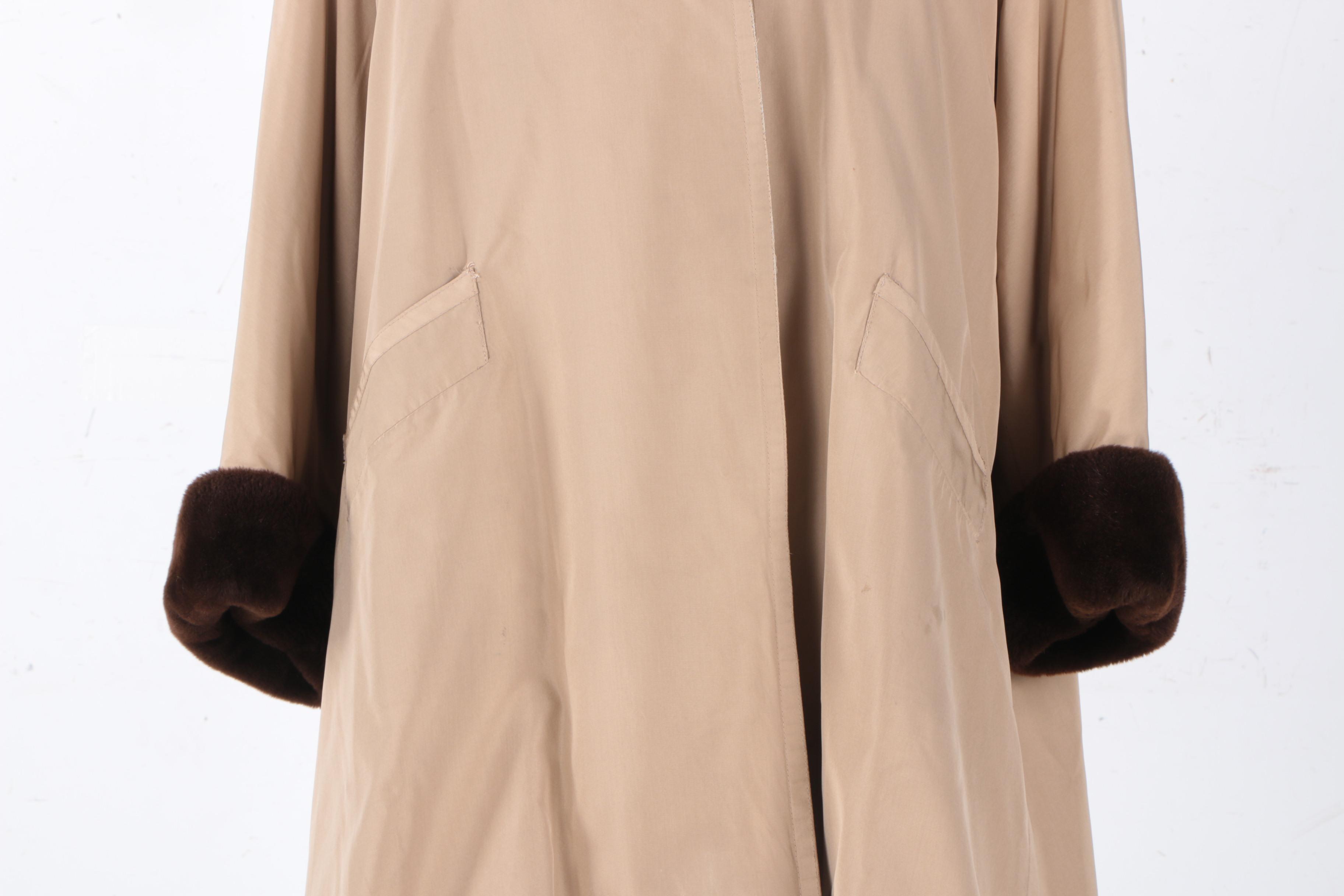 Women's J. Mendel Rain Coat with Sheared Beaver Fur