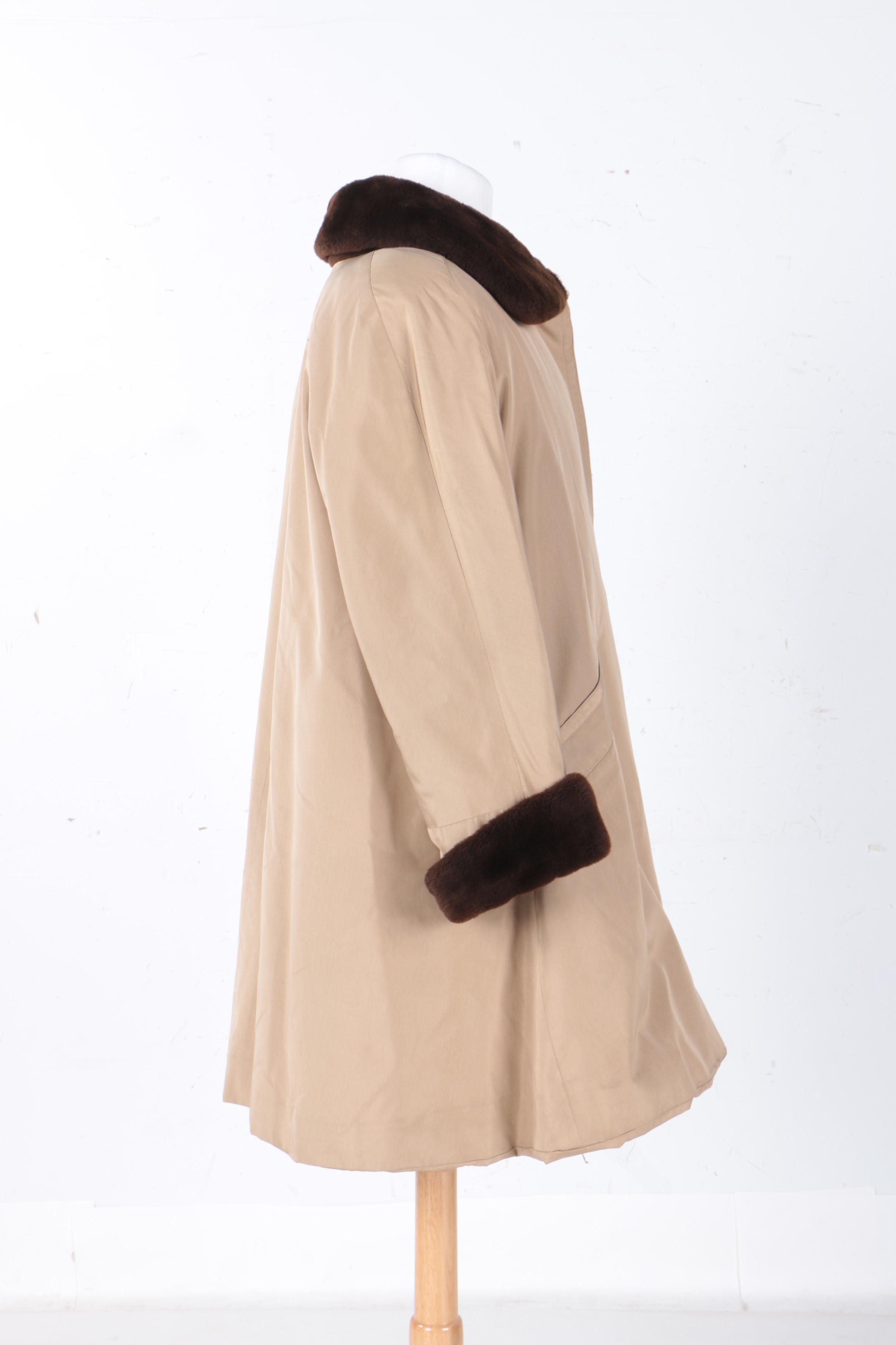 Women's J. Mendel Rain Coat with Sheared Beaver Fur