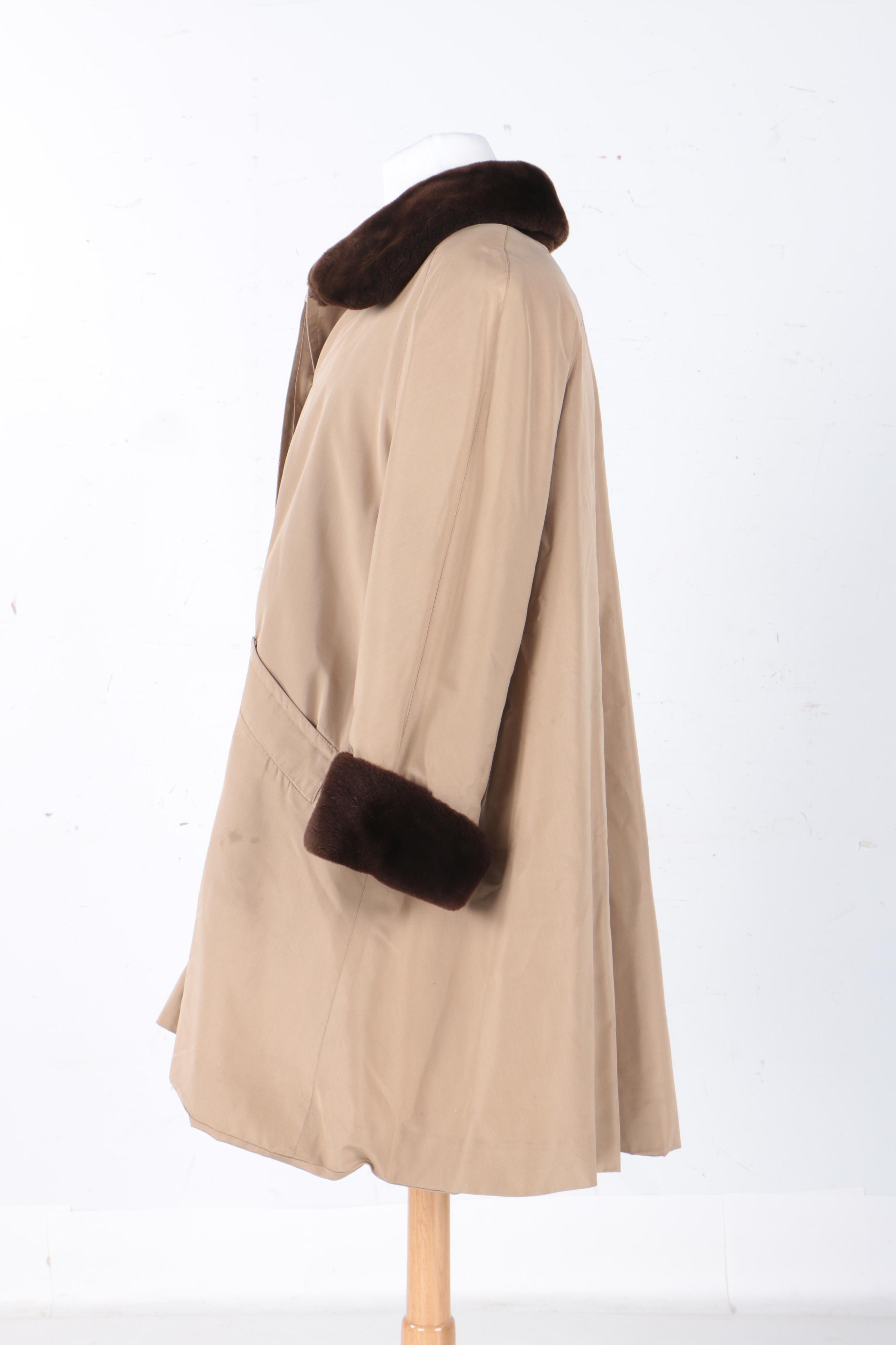 Women's J. Mendel Rain Coat with Sheared Beaver Fur