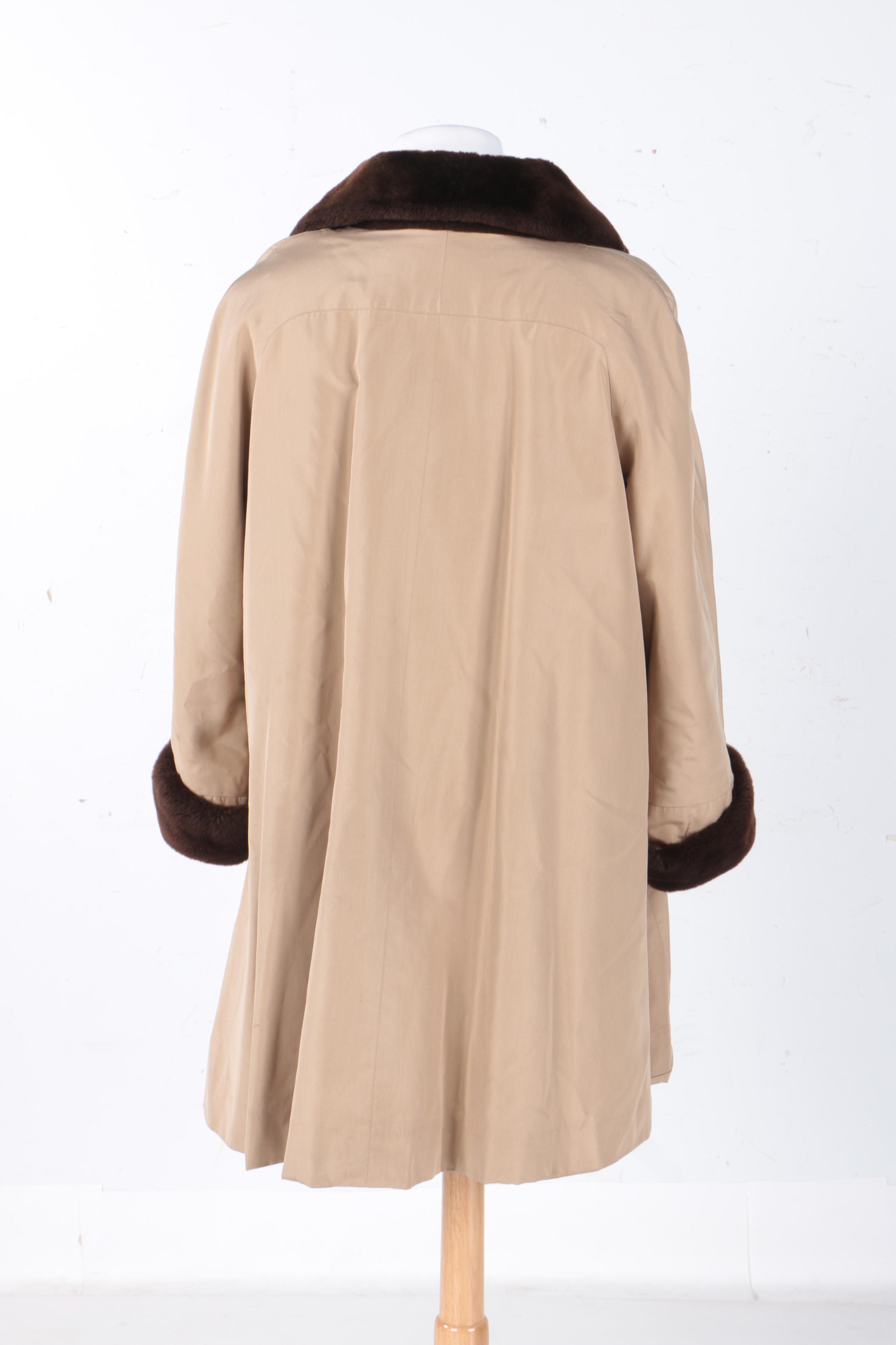 Women's J. Mendel Rain Coat with Sheared Beaver Fur