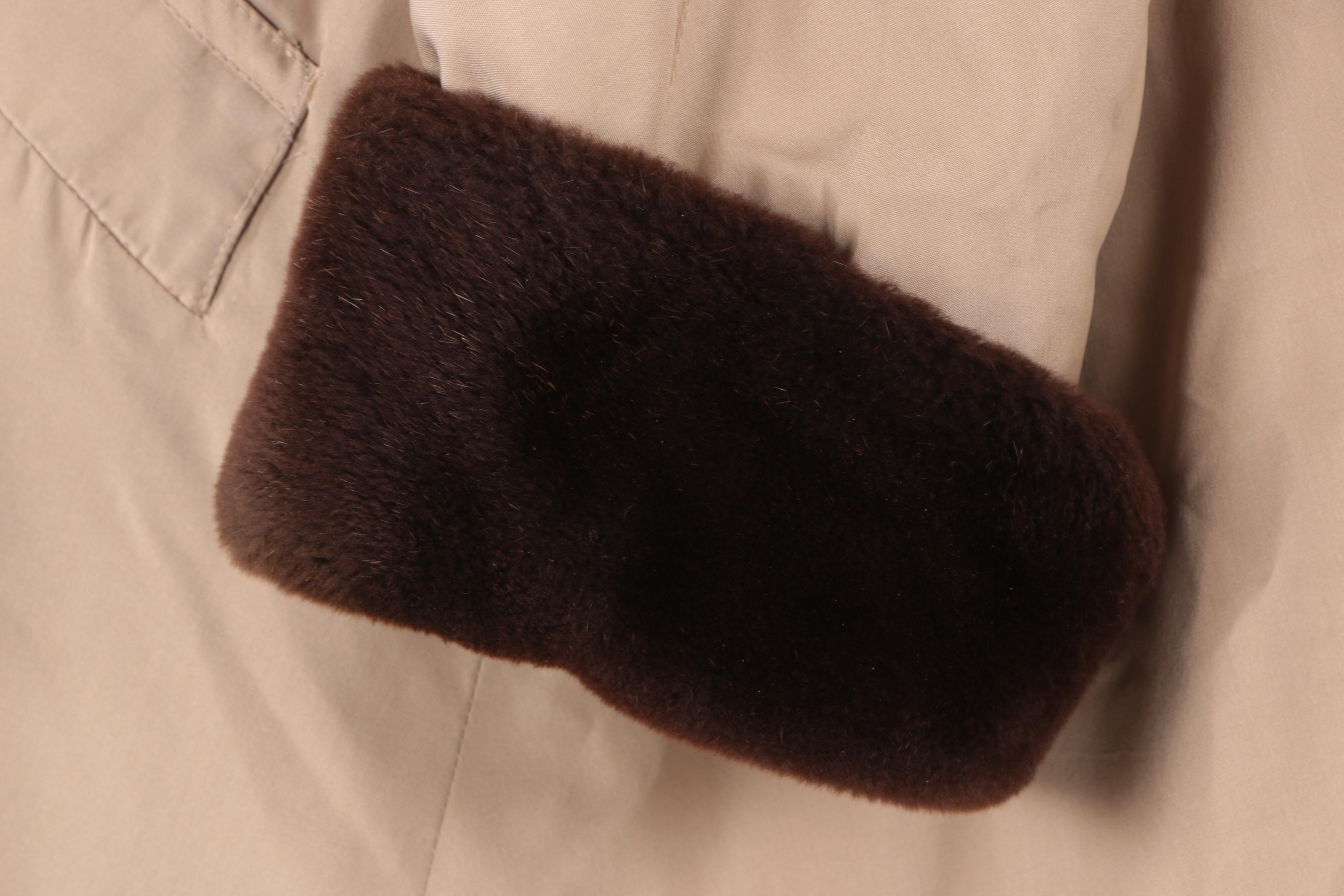 Women's J. Mendel Rain Coat with Sheared Beaver Fur