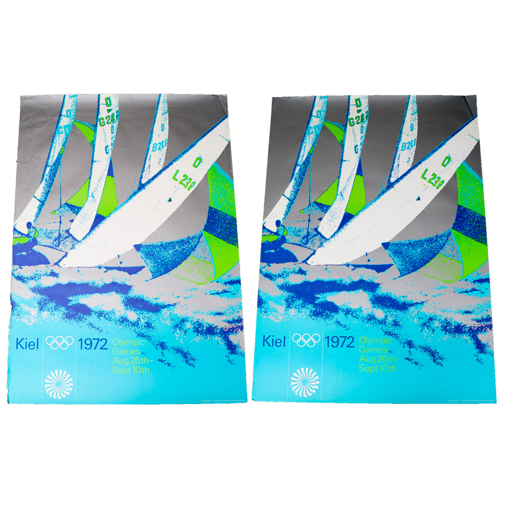 "Kiel 1972 Olympic Games" Sailing Lithograph Posters by Otl Aicher