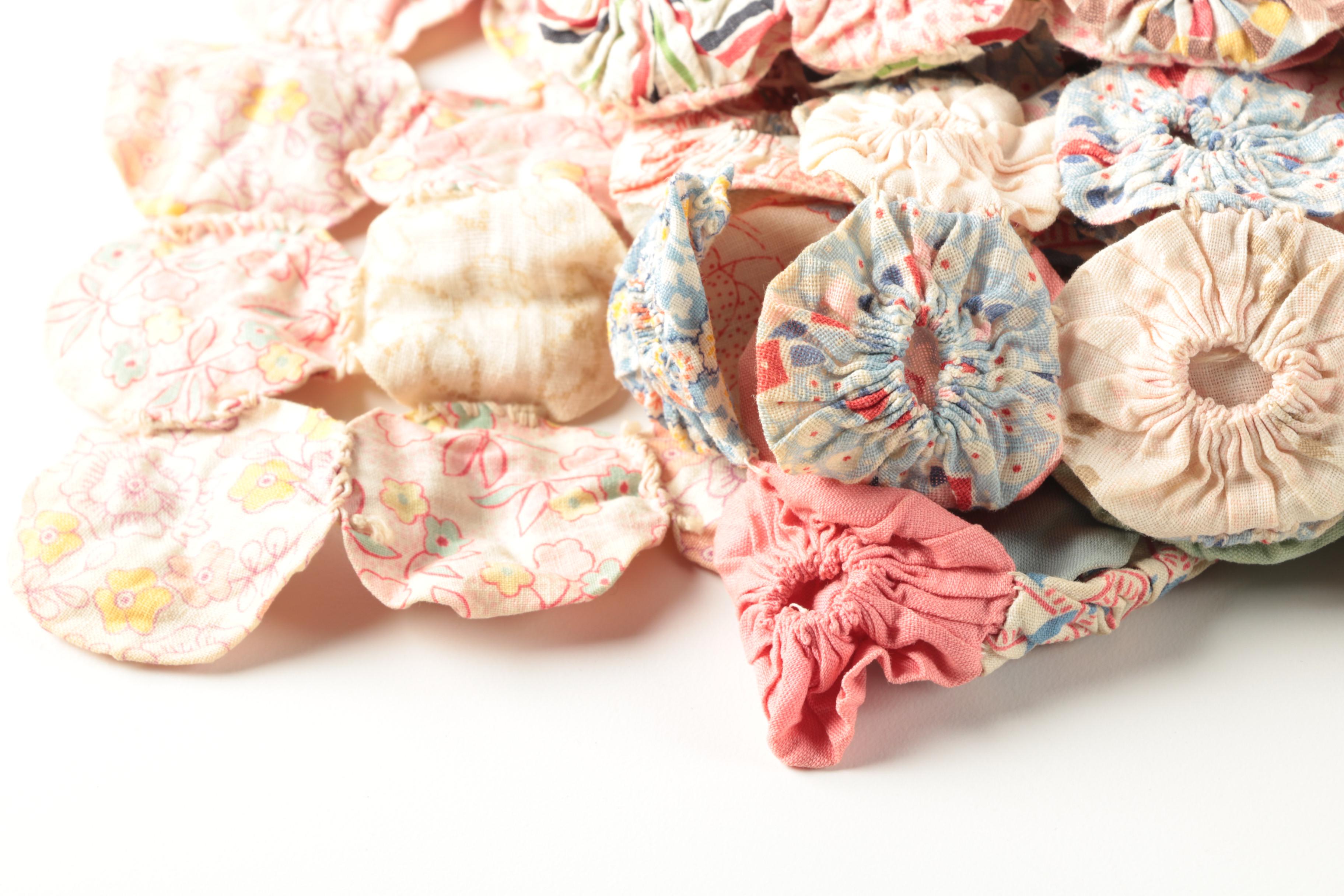 Vintage Handmade "Yo-Yo"  Quilt and Coverlets