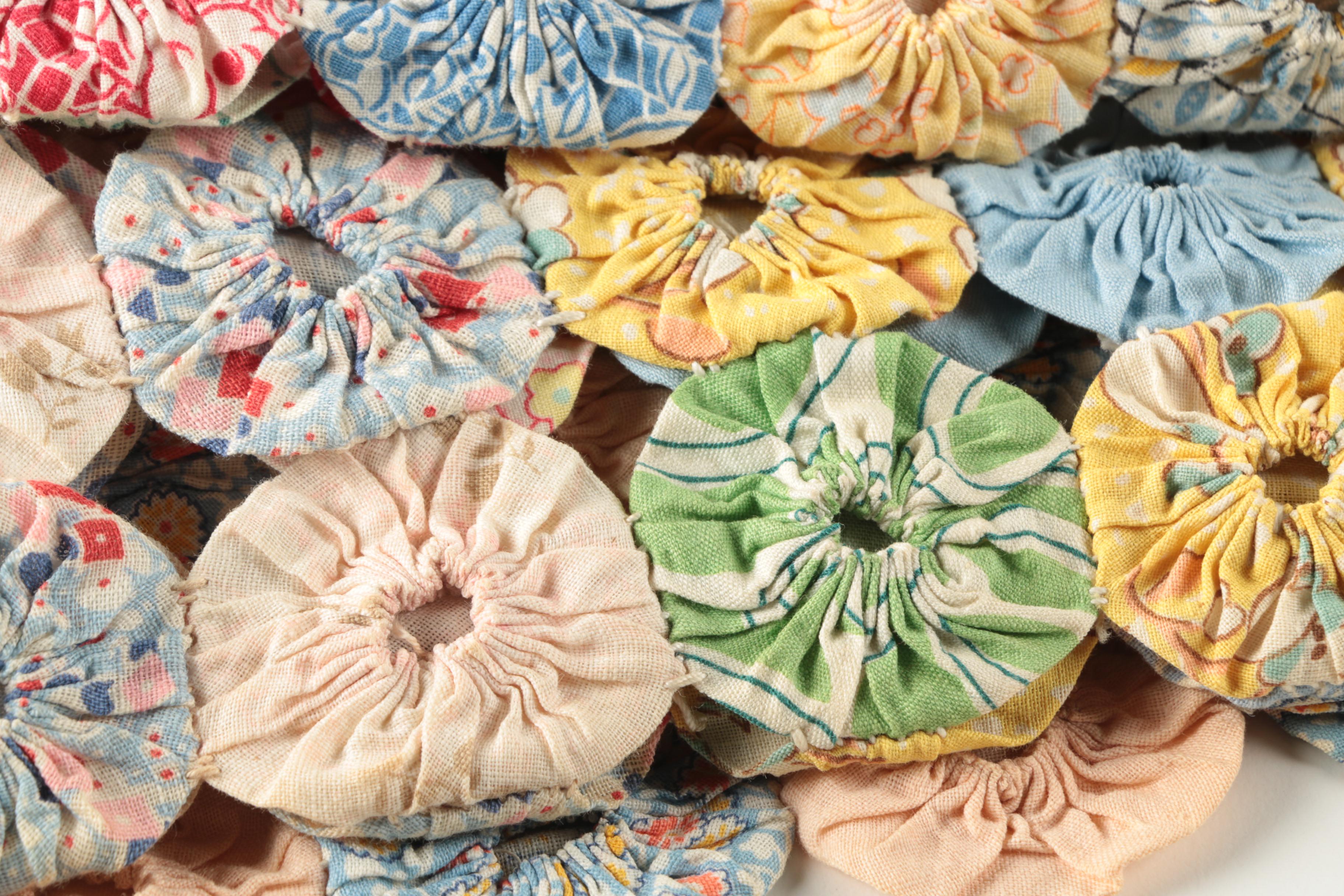 Vintage Handmade "Yo-Yo"  Quilt and Coverlets