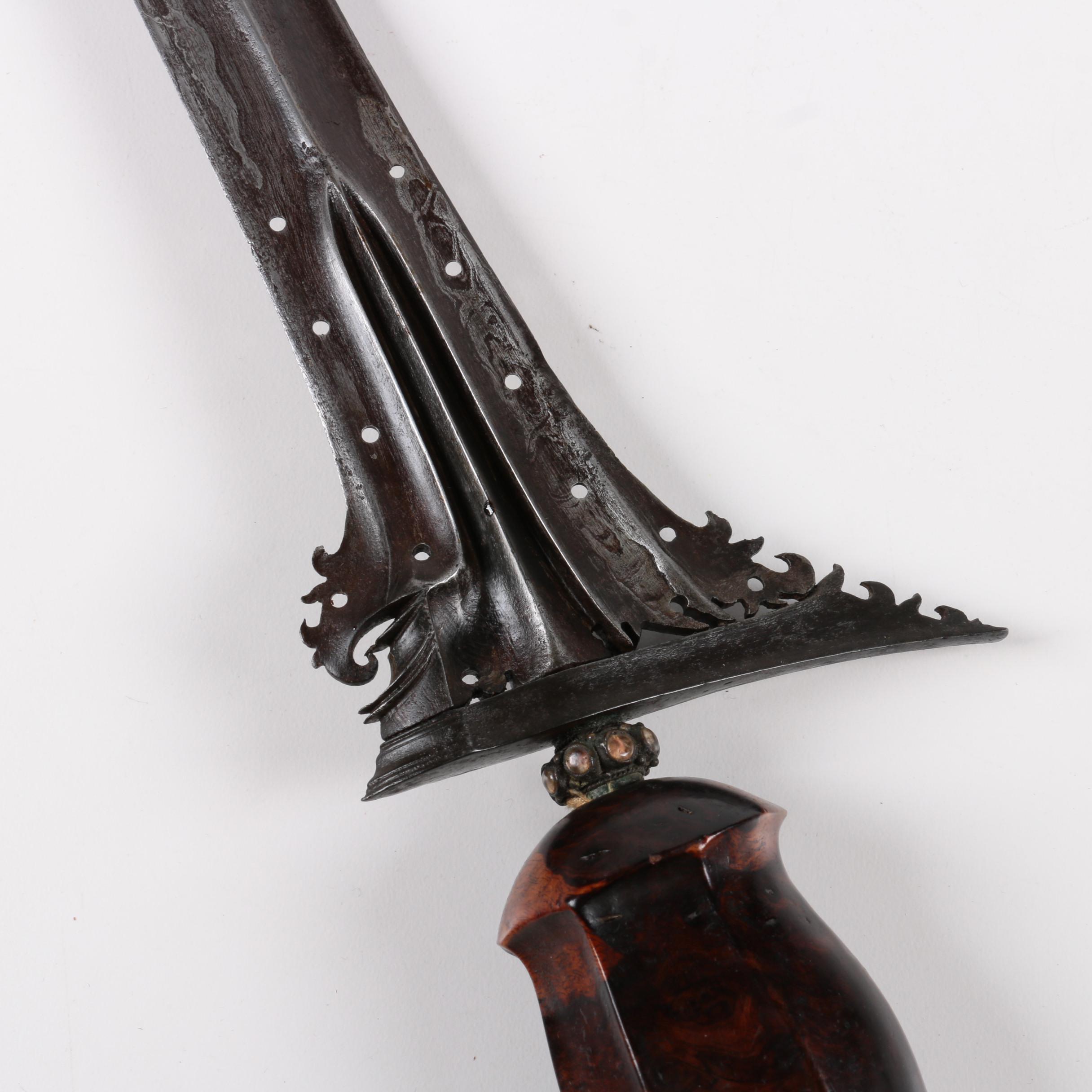Straight-Bladed Kris Sword with Wooden Case