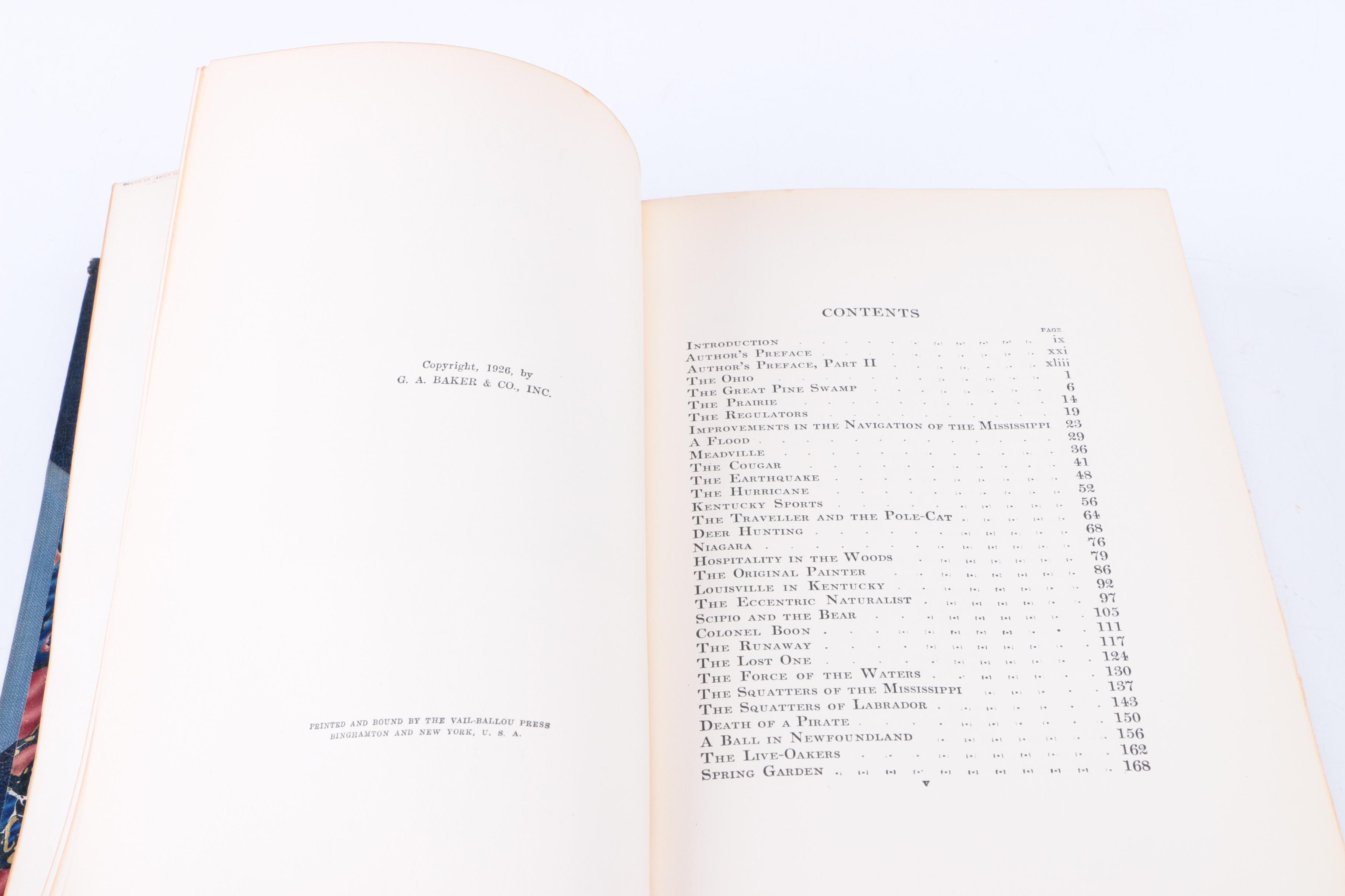 1926 "Delineations of American Scenery and Character" by John James Audubon