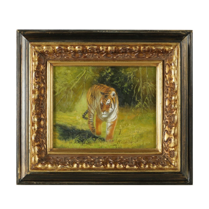 Oil Painting on Board of a Bengal Tiger