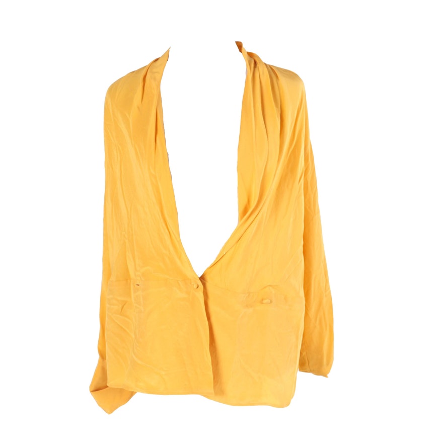 Christian Dior Double-Breasted Yellow Silk Blazer