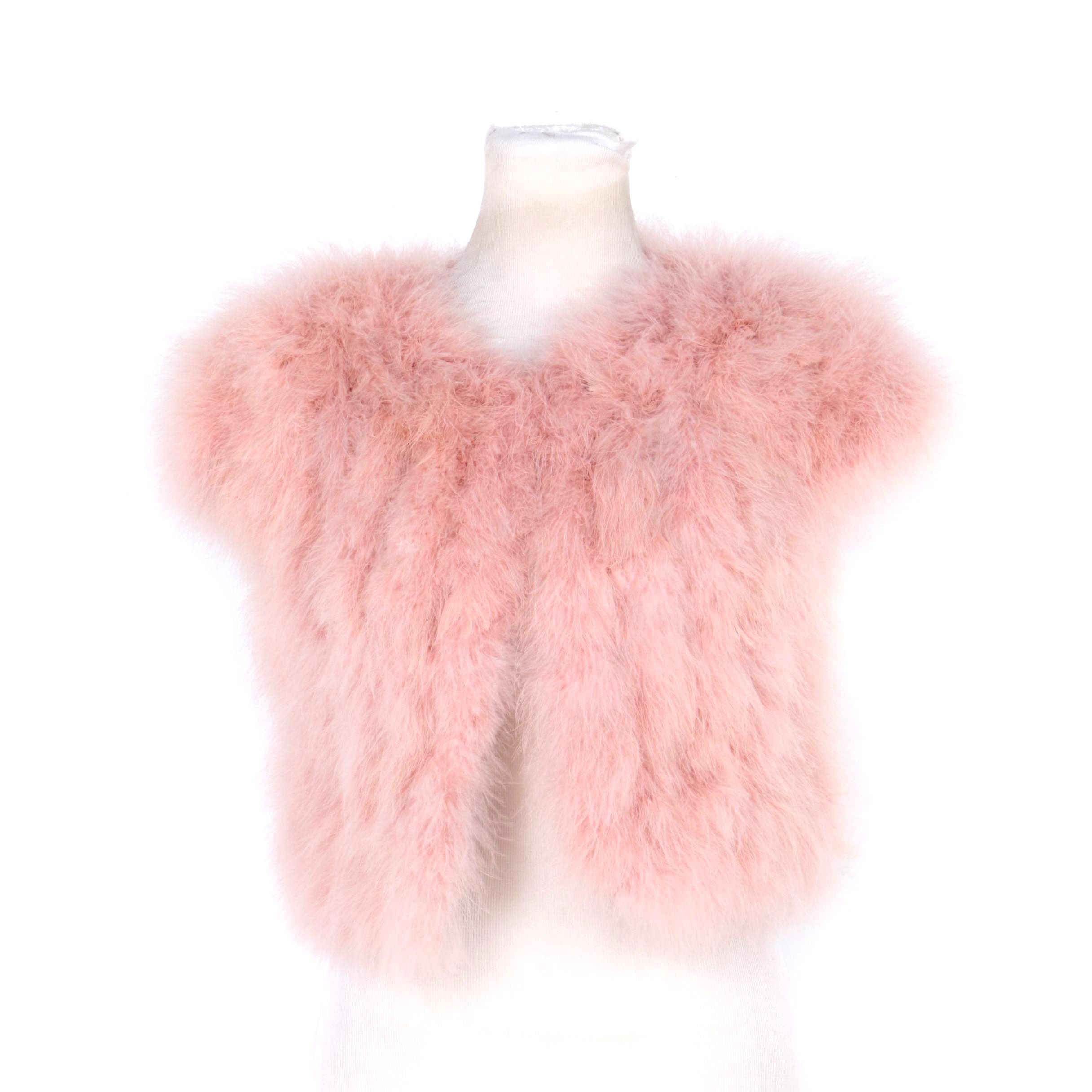 BCBG Max Azria Pink Bess Cropped Marabou Vest