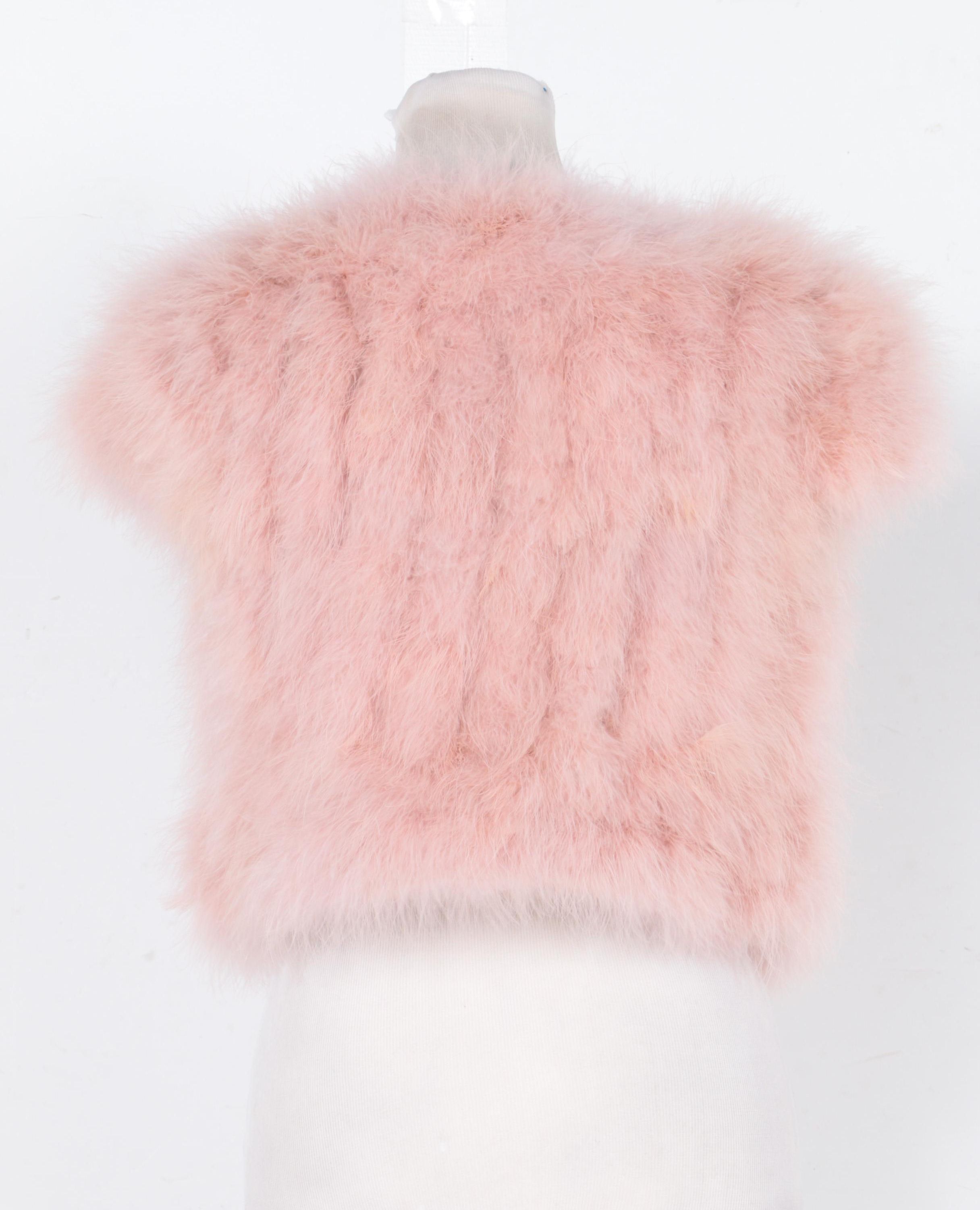 BCBG Max Azria Pink Bess Cropped Marabou Vest