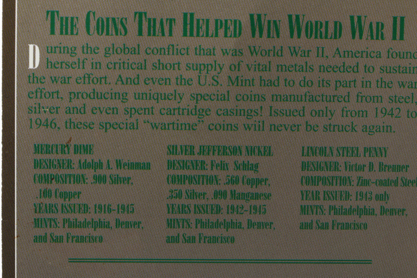 The Patriotic Coins of World War II
