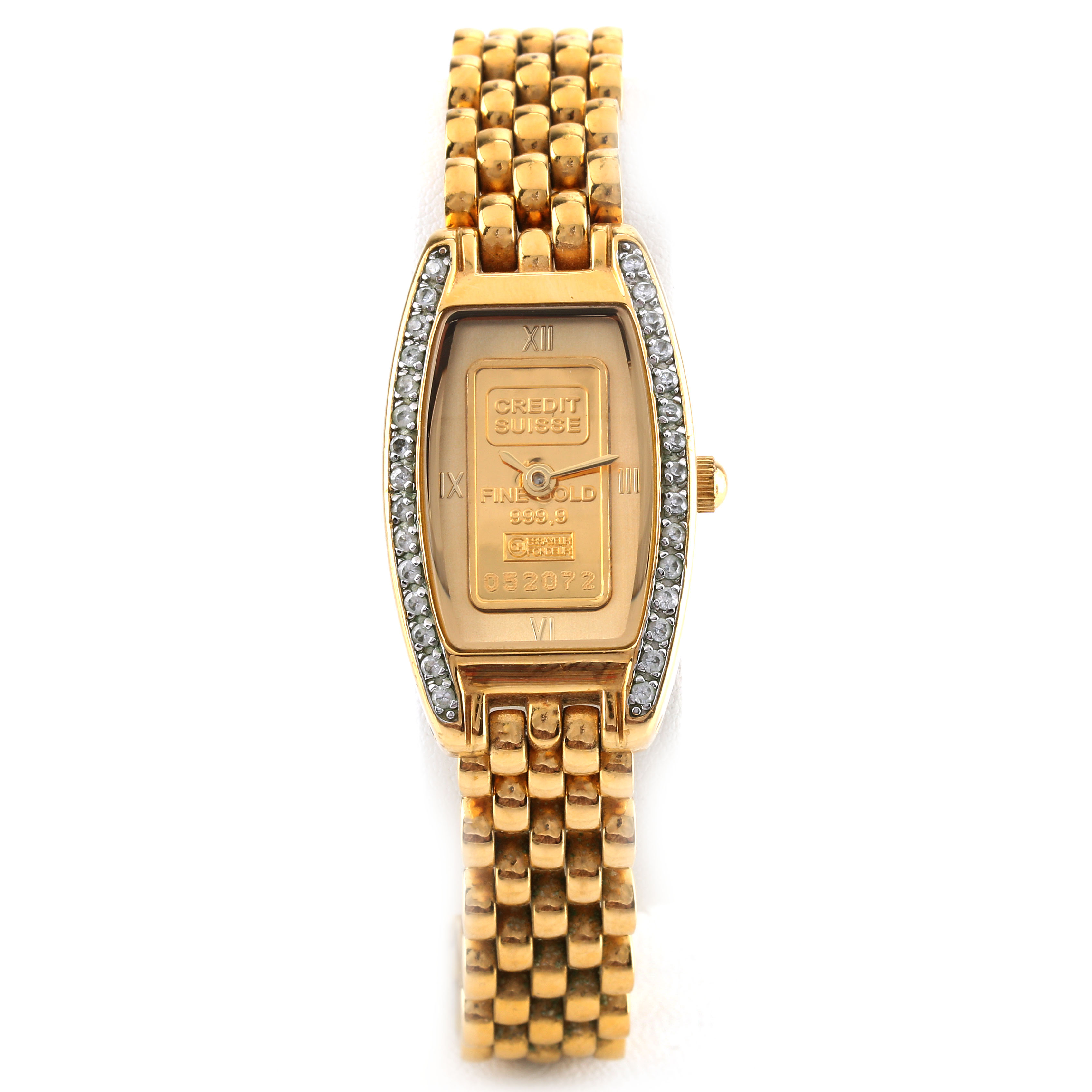 Ingot Credit Suisse 1G Fine Gold 999.9 and Glass Crystal Watch