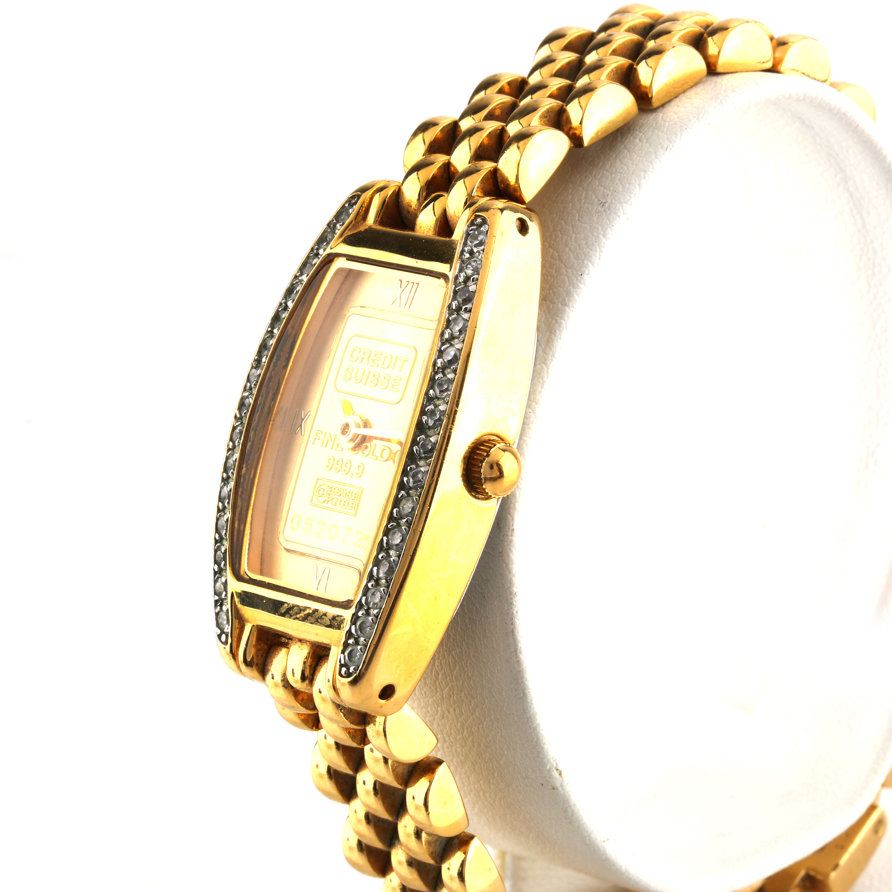 Ingot Credit Suisse 1G Fine Gold 999.9 and Glass Crystal Watch