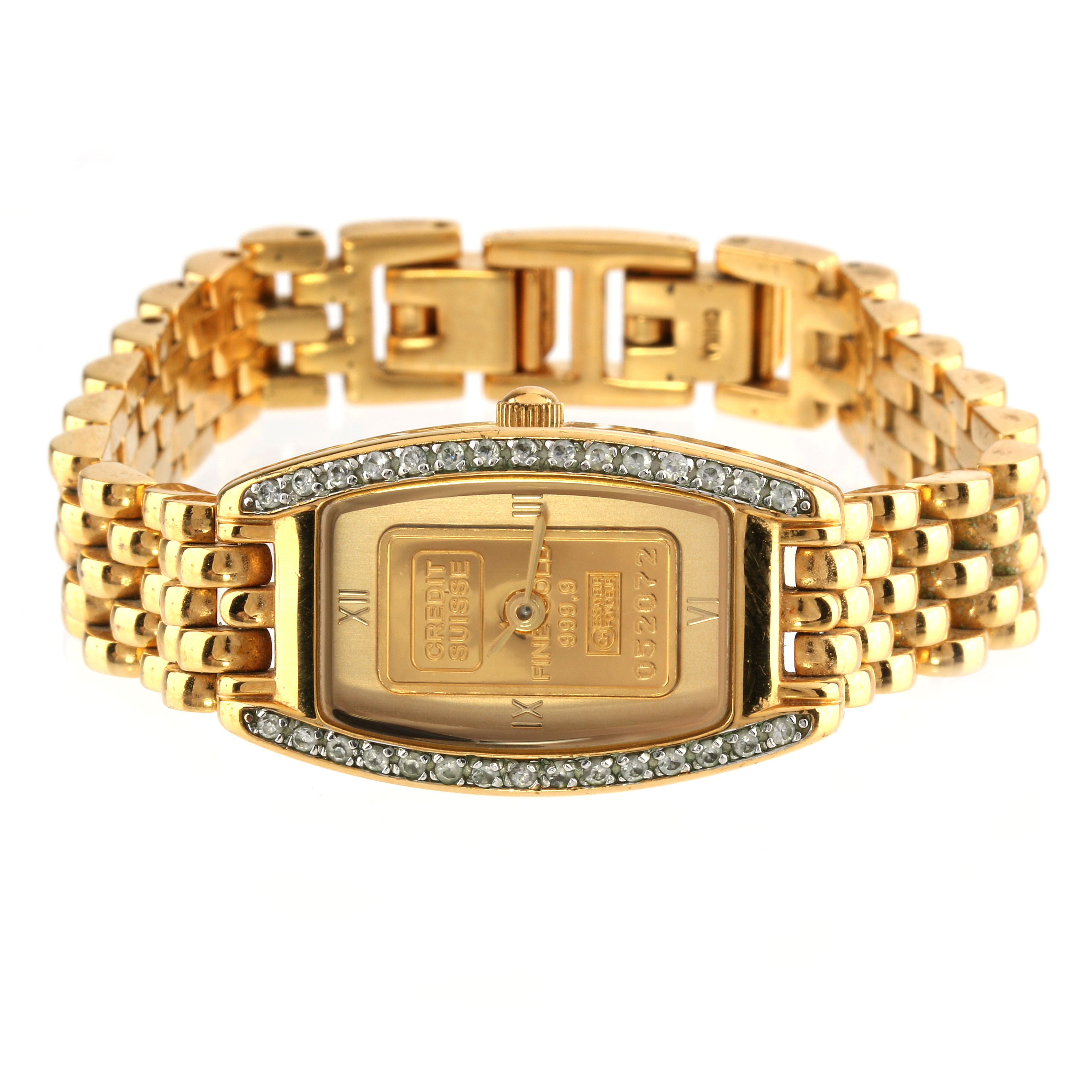 Ingot Credit Suisse 1G Fine Gold 999.9 and Glass Crystal Watch