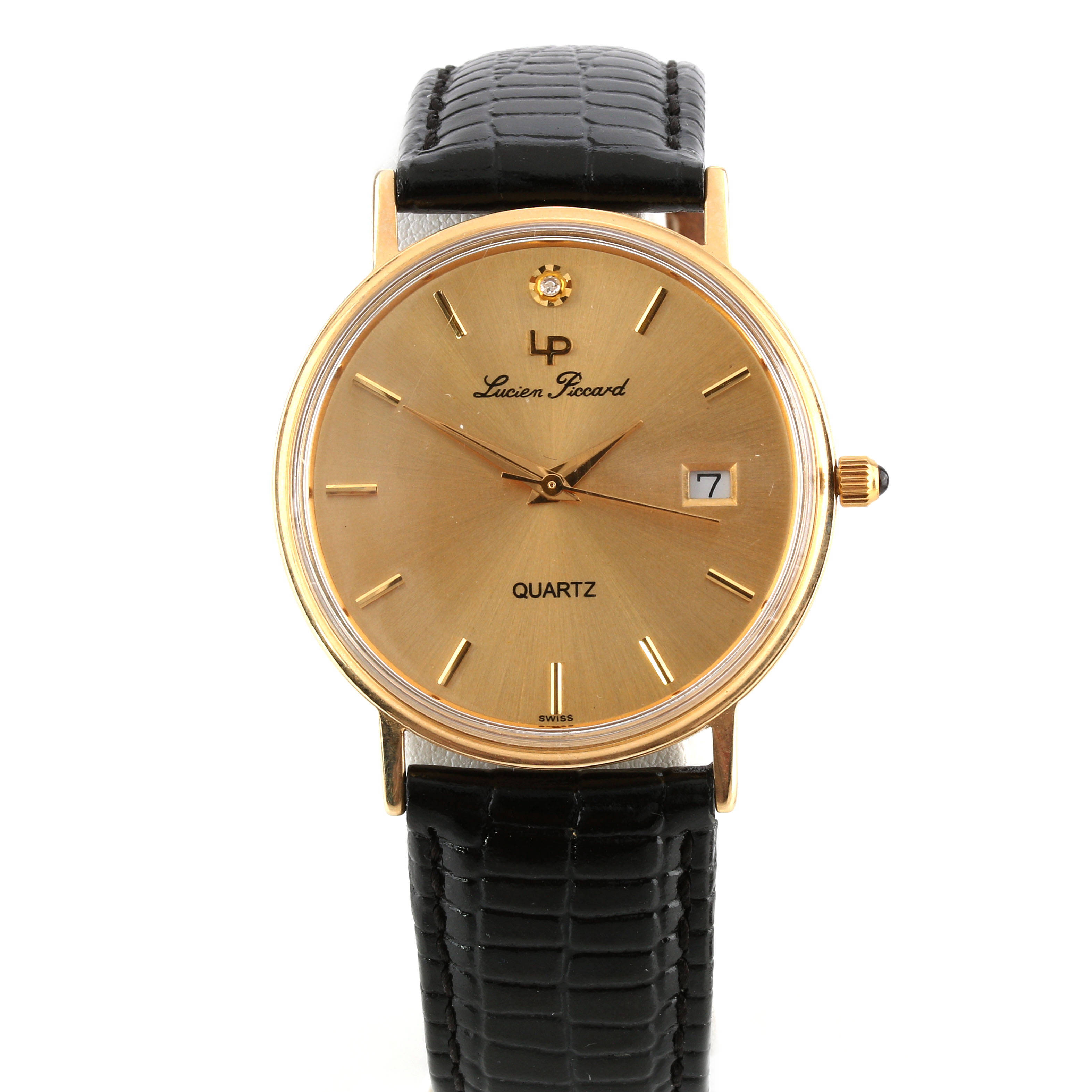 Lucien Picard 14K Yellow Gold Diamond Analog Watch