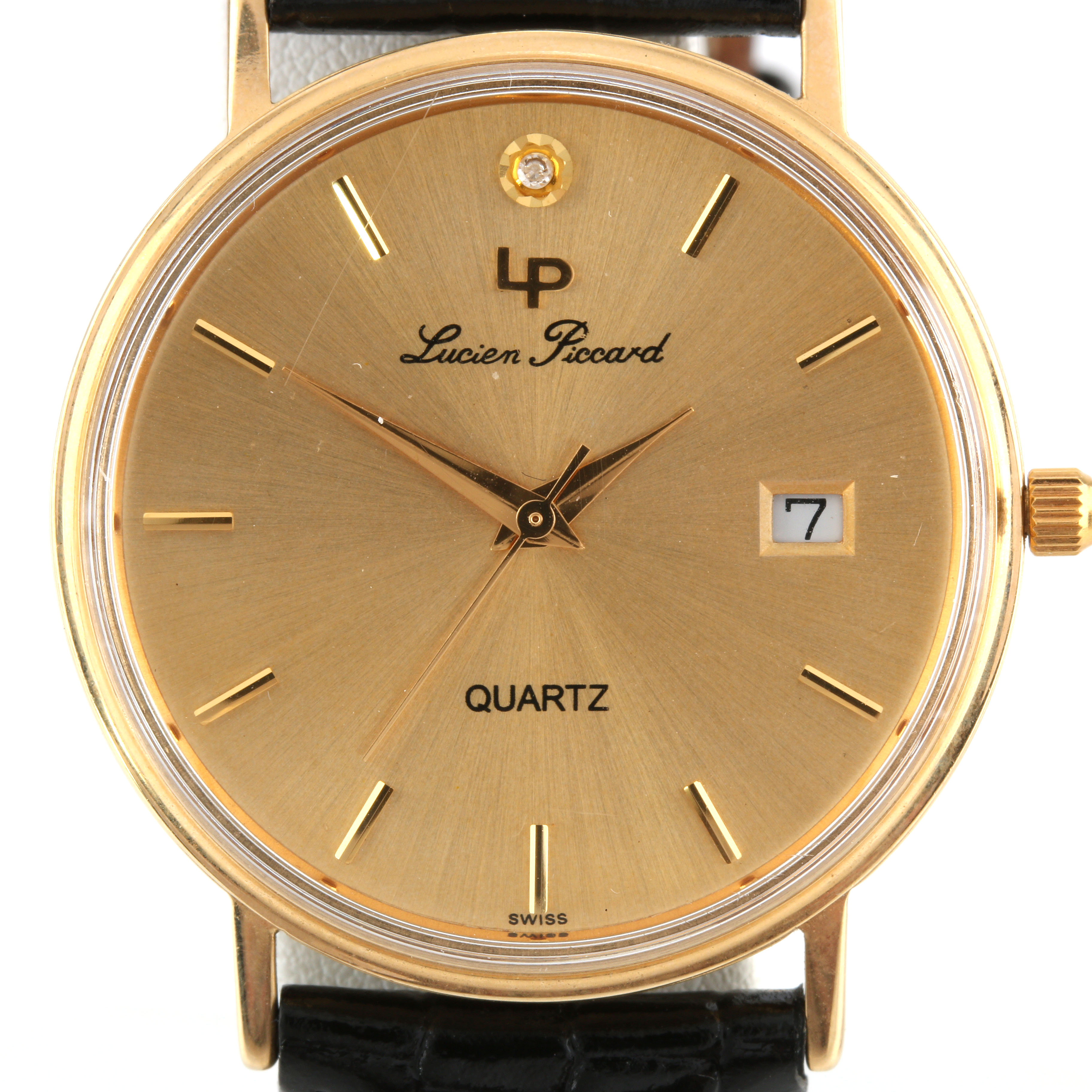 Lucien Picard 14K Yellow Gold Diamond Analog Watch
