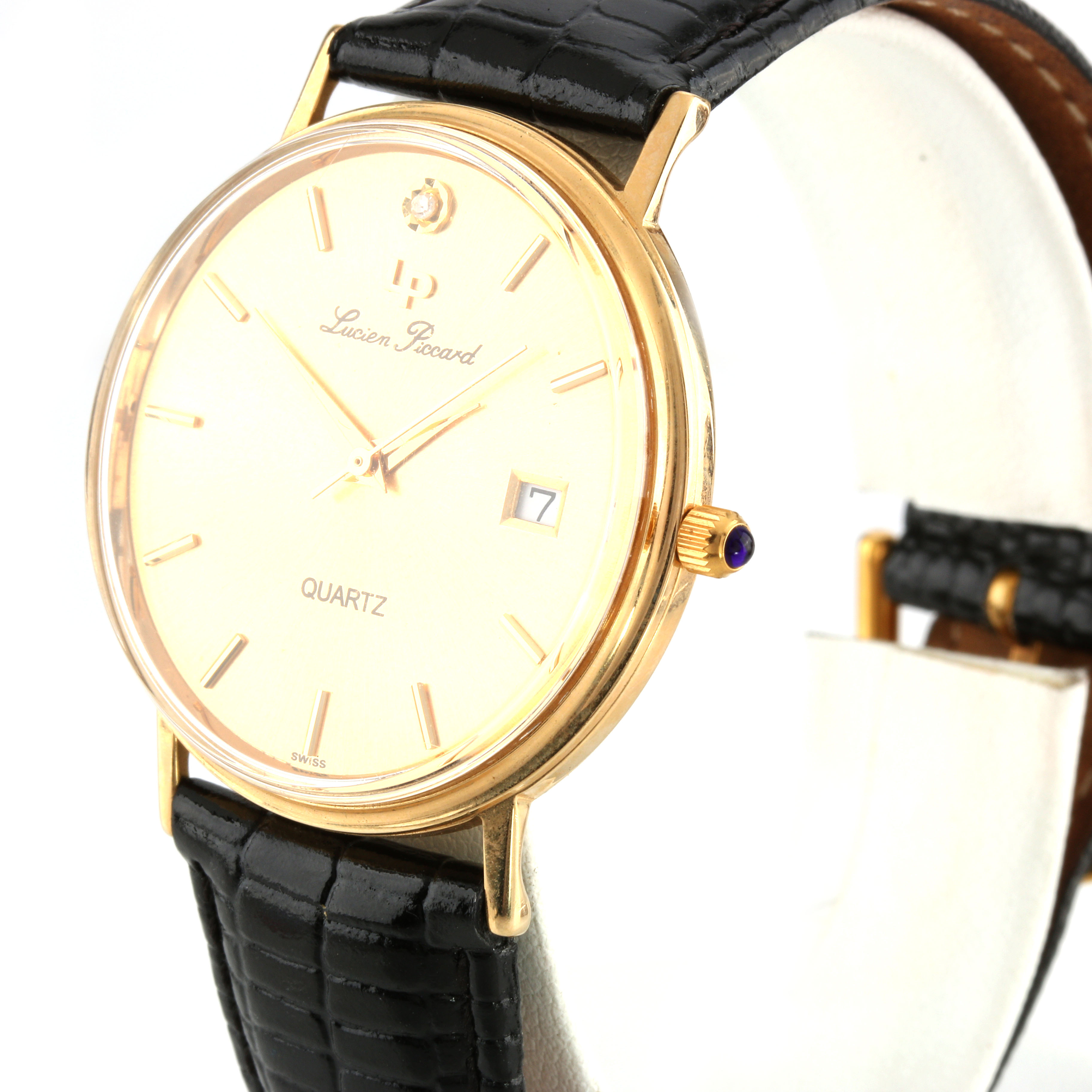 Lucien Picard 14K Yellow Gold Diamond Analog Watch