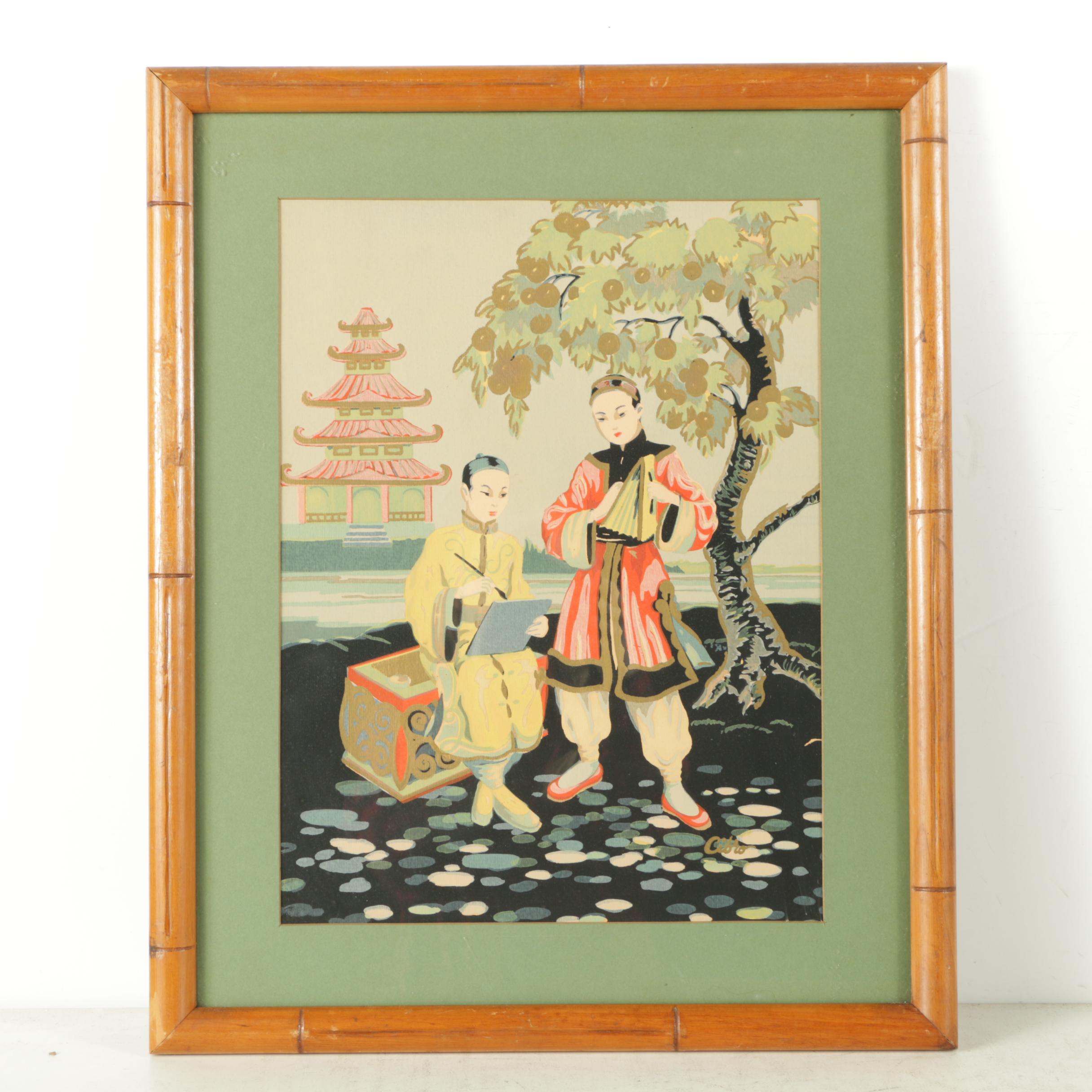 Cibro East Asian-Style Serigraphic Illustrations of Figures